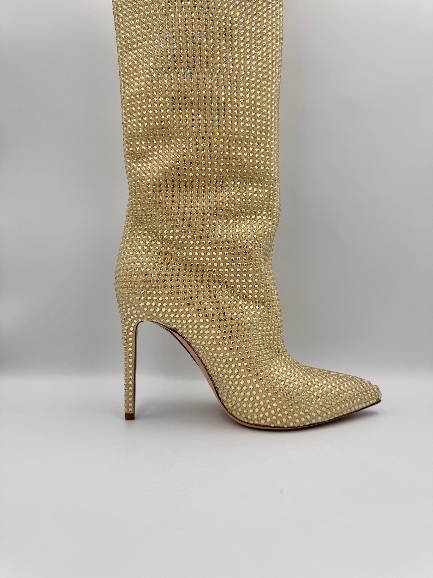 PARIS TEXAS Gold Rhinestone Boots Size 38.5