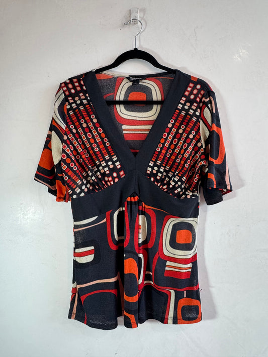 Rockmans mesh multi colour top - size M/L