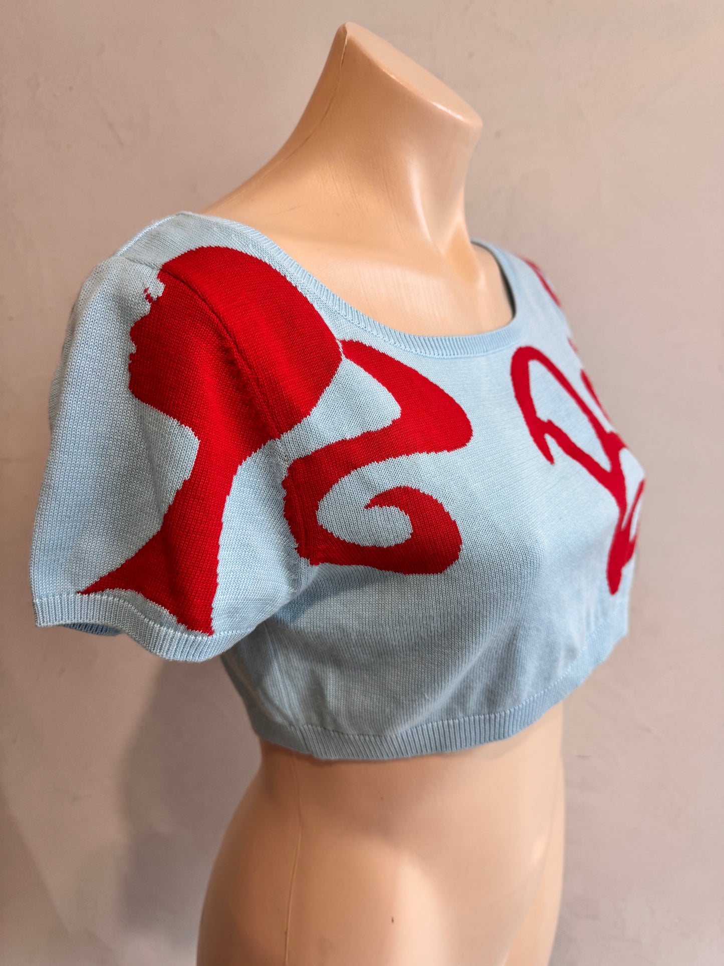 Blanco Tricot Blue Crop Barbie Top - size S