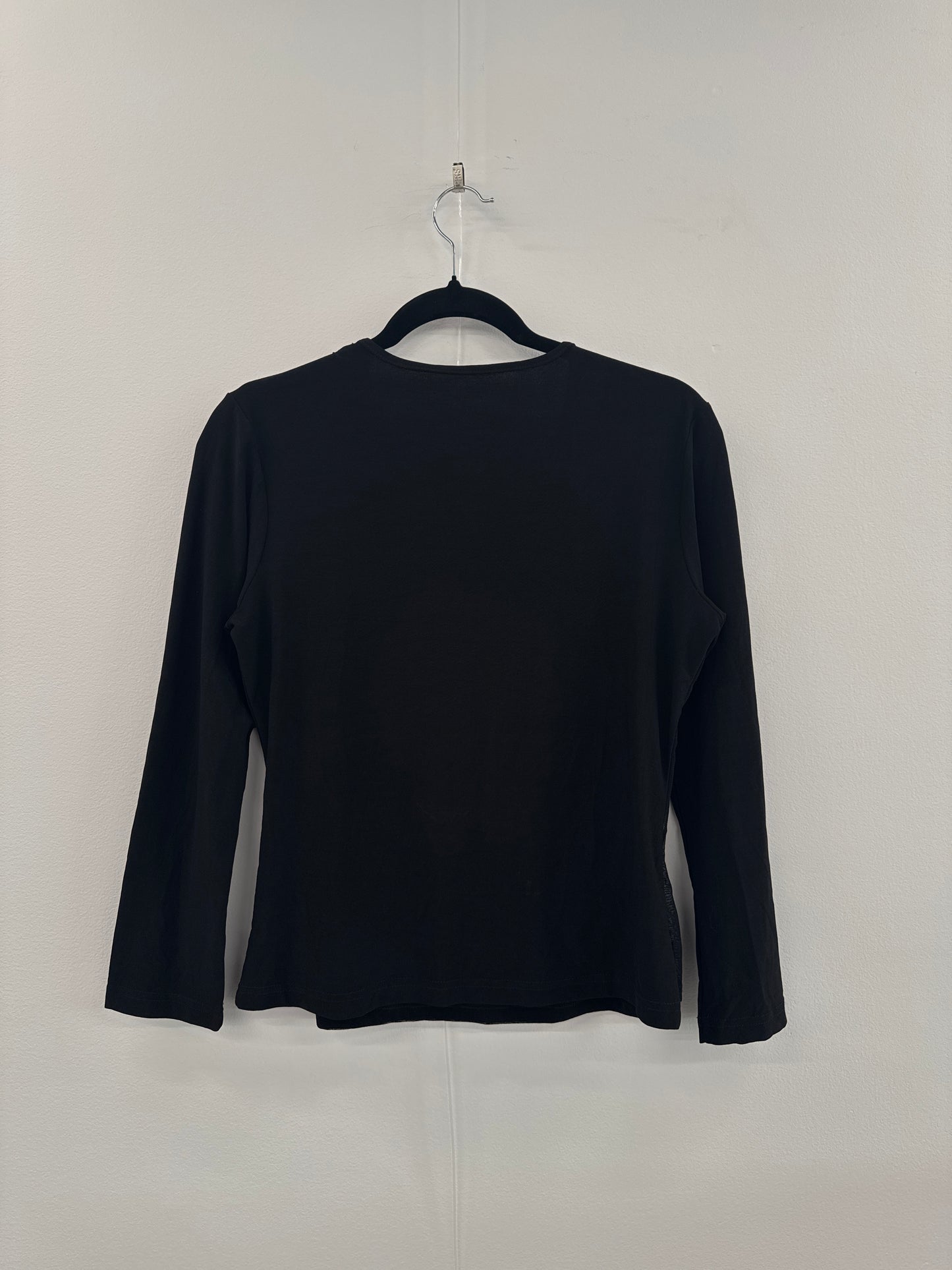 Black Mesh Wrap Top with Bling Buckle - Size S
