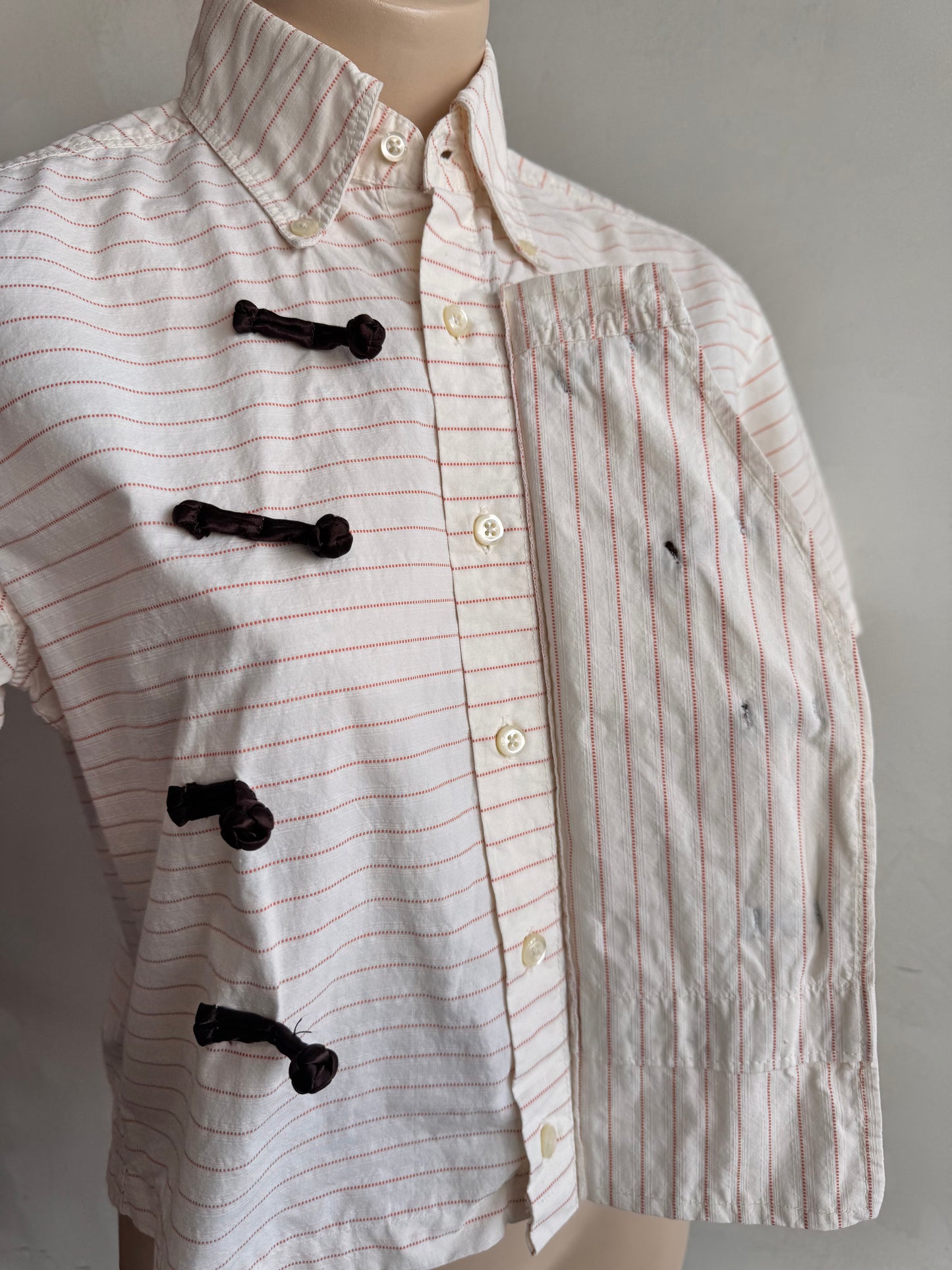 Upcycled IXIZ Oranges and Cream stripe shirt - size S