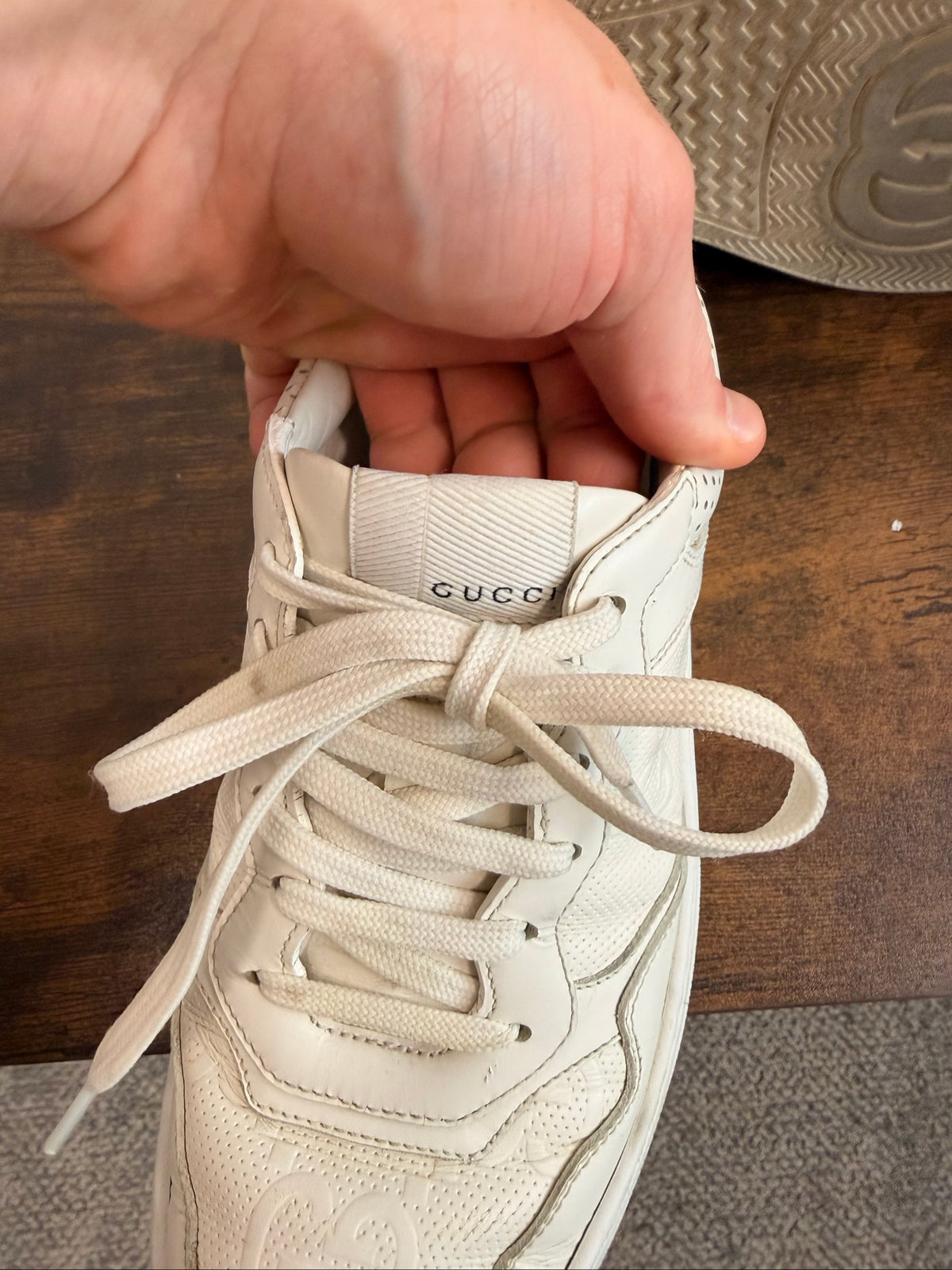 White Gucci White Leather Sneakers Size AU 9 Size