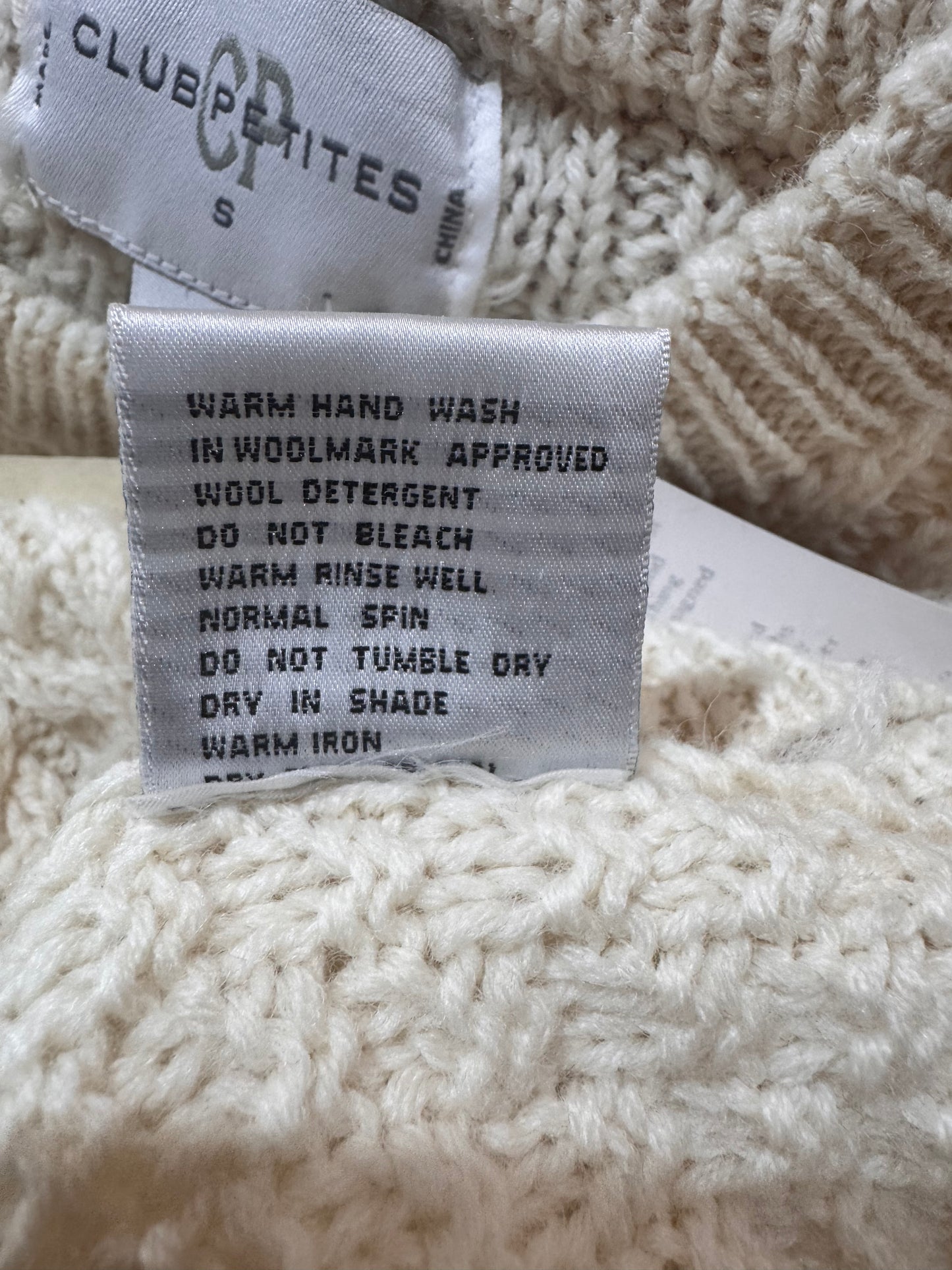 Club petites wool cable jumper NWT - size S