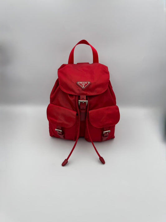 PRADA Red Vela Small Backpack