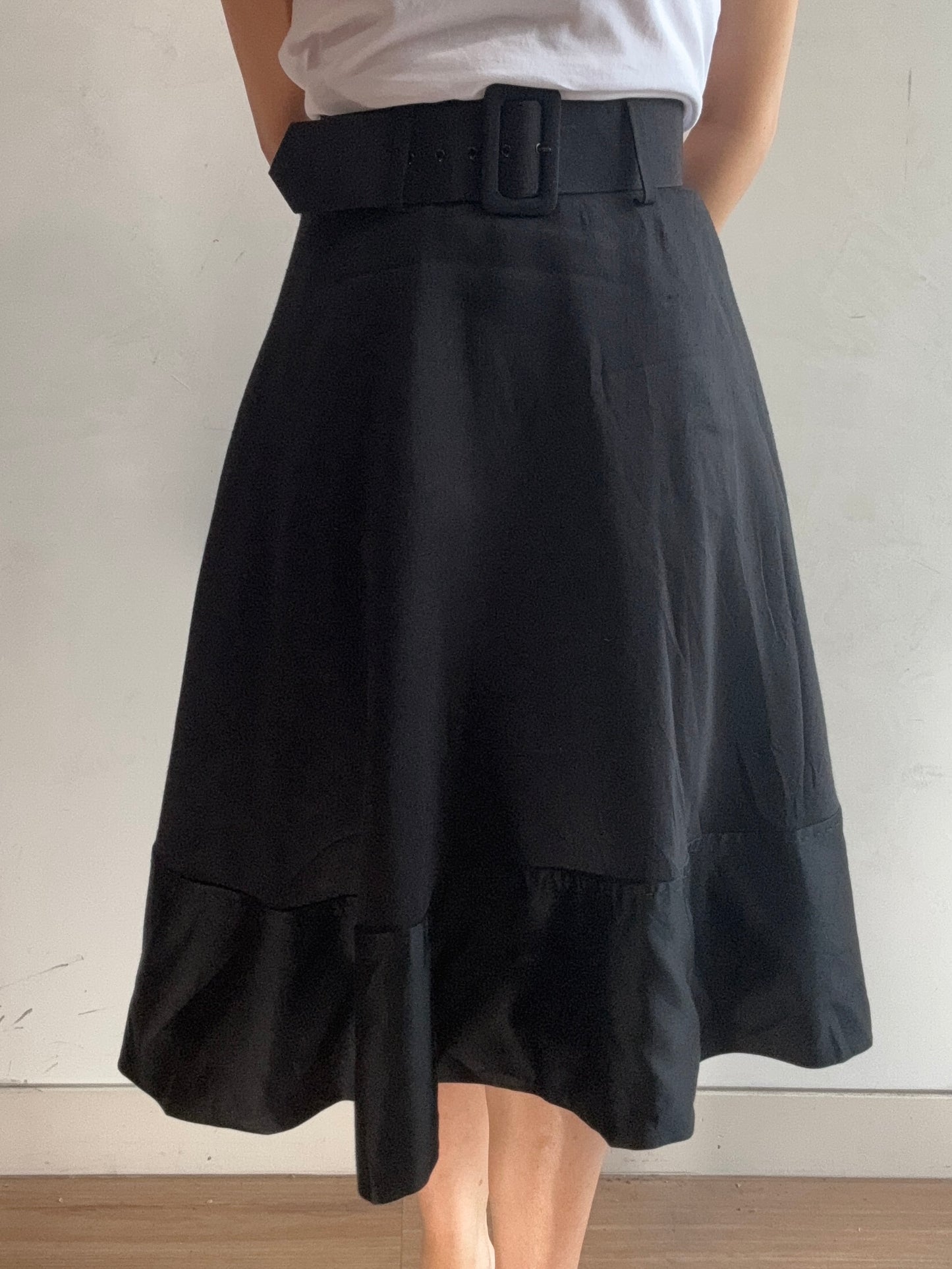 Coast Black Midi Skirt with Belt - size 8