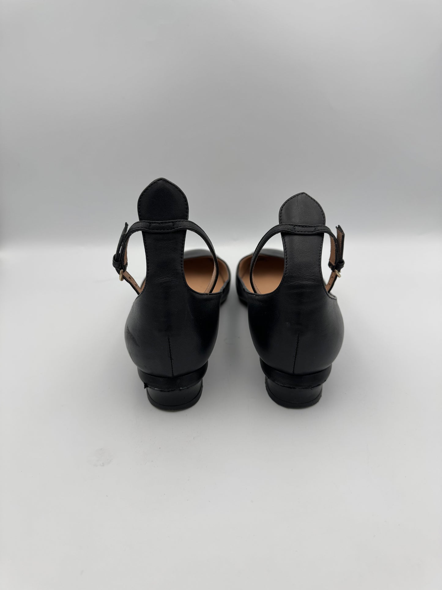 VALENTINO Black Leather Tango Ankke Cuff Flats Size 37