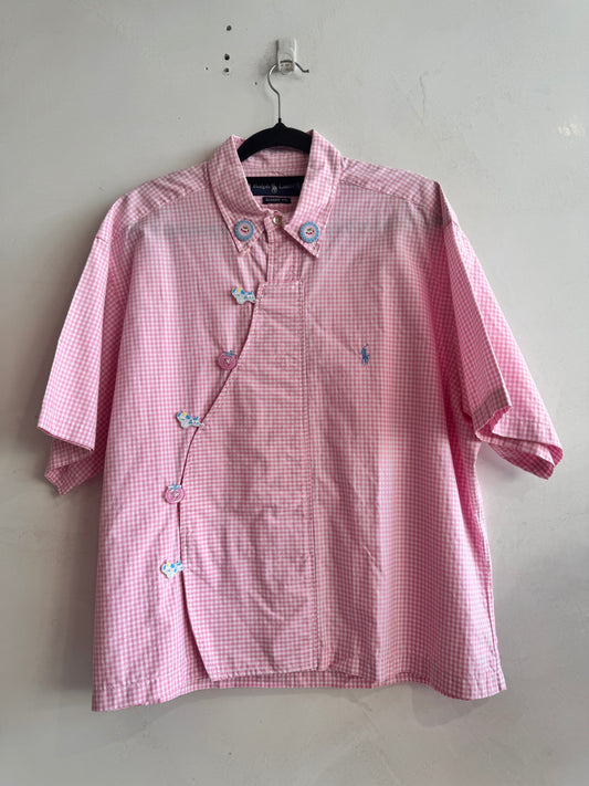 Upcycled Ralph Lauren pink shirt - size 16