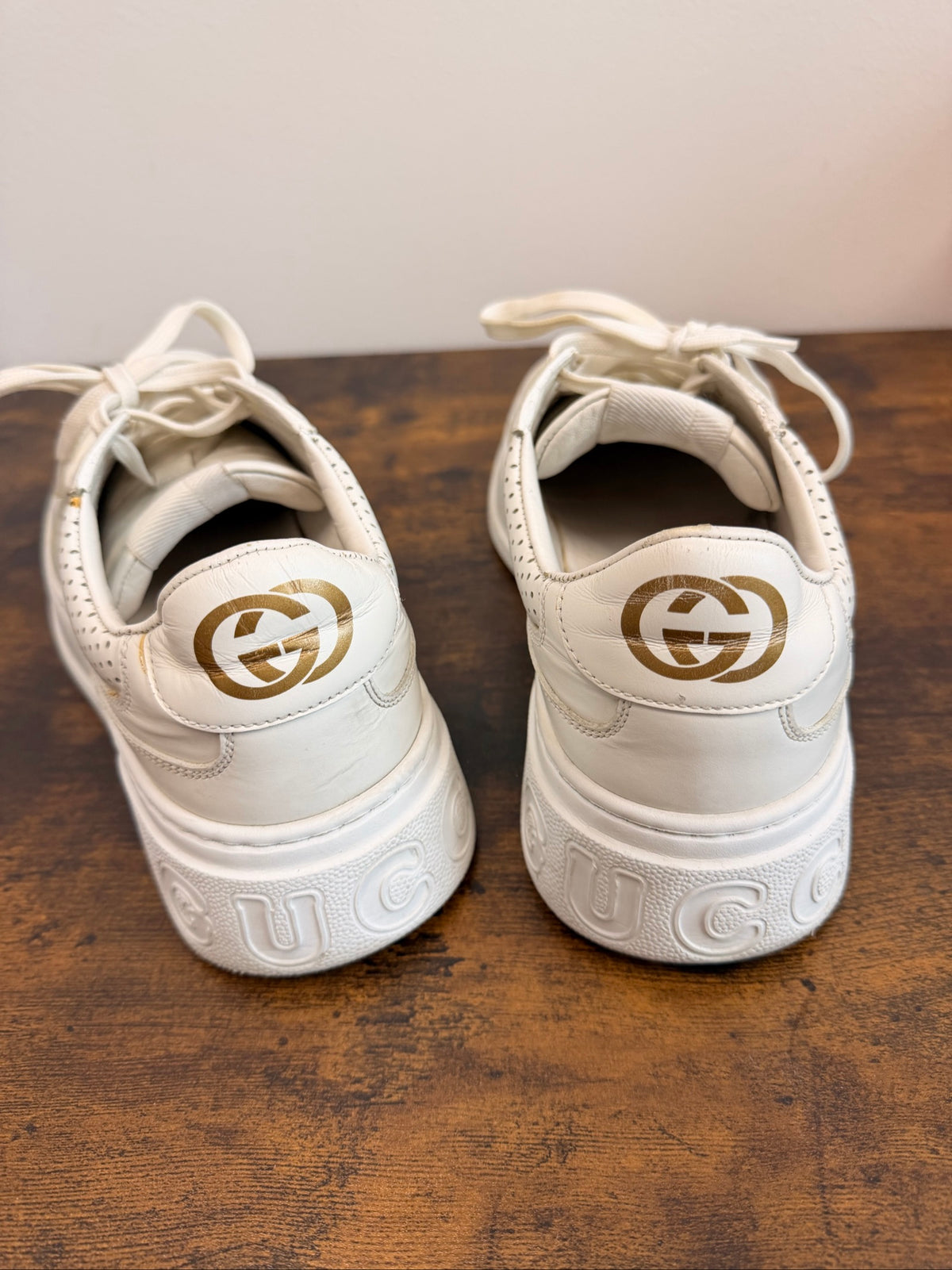 White Gucci White Leather Sneakers Size AU 9 Size
