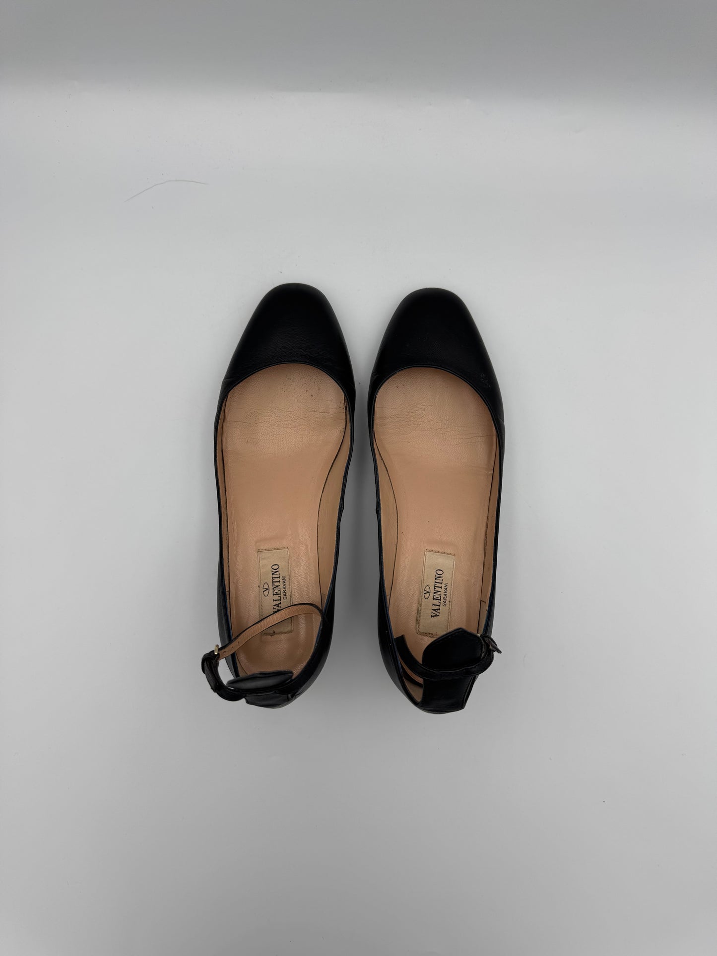 VALENTINO Black Leather Tango Ankke Cuff Flats Size 37