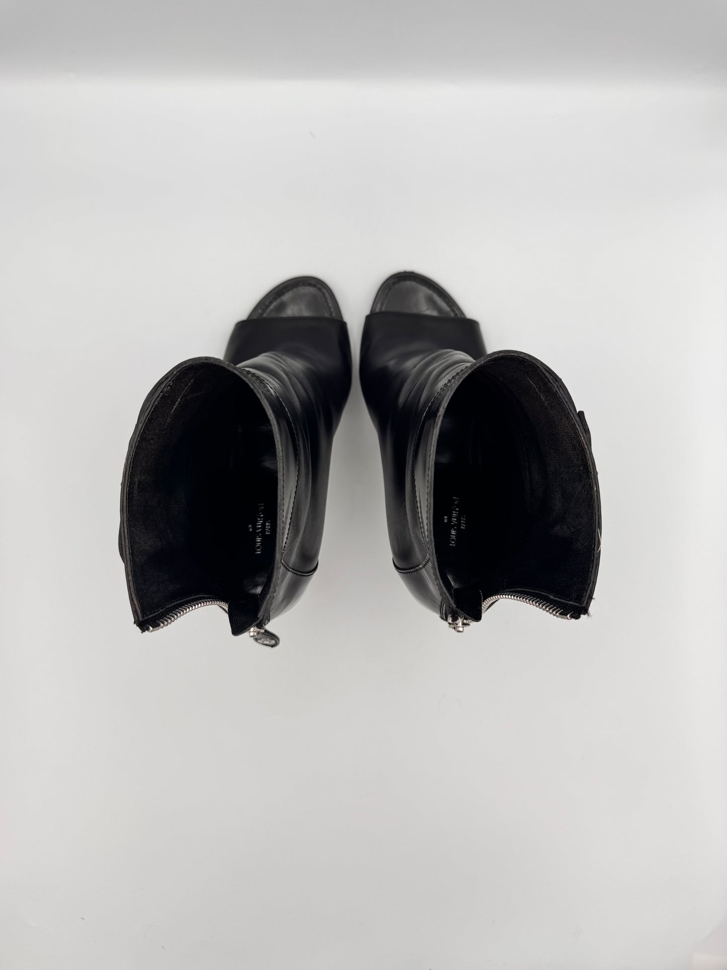 LOUIS VUITTON Black Tassel Peeptoe Booties Size 38.5