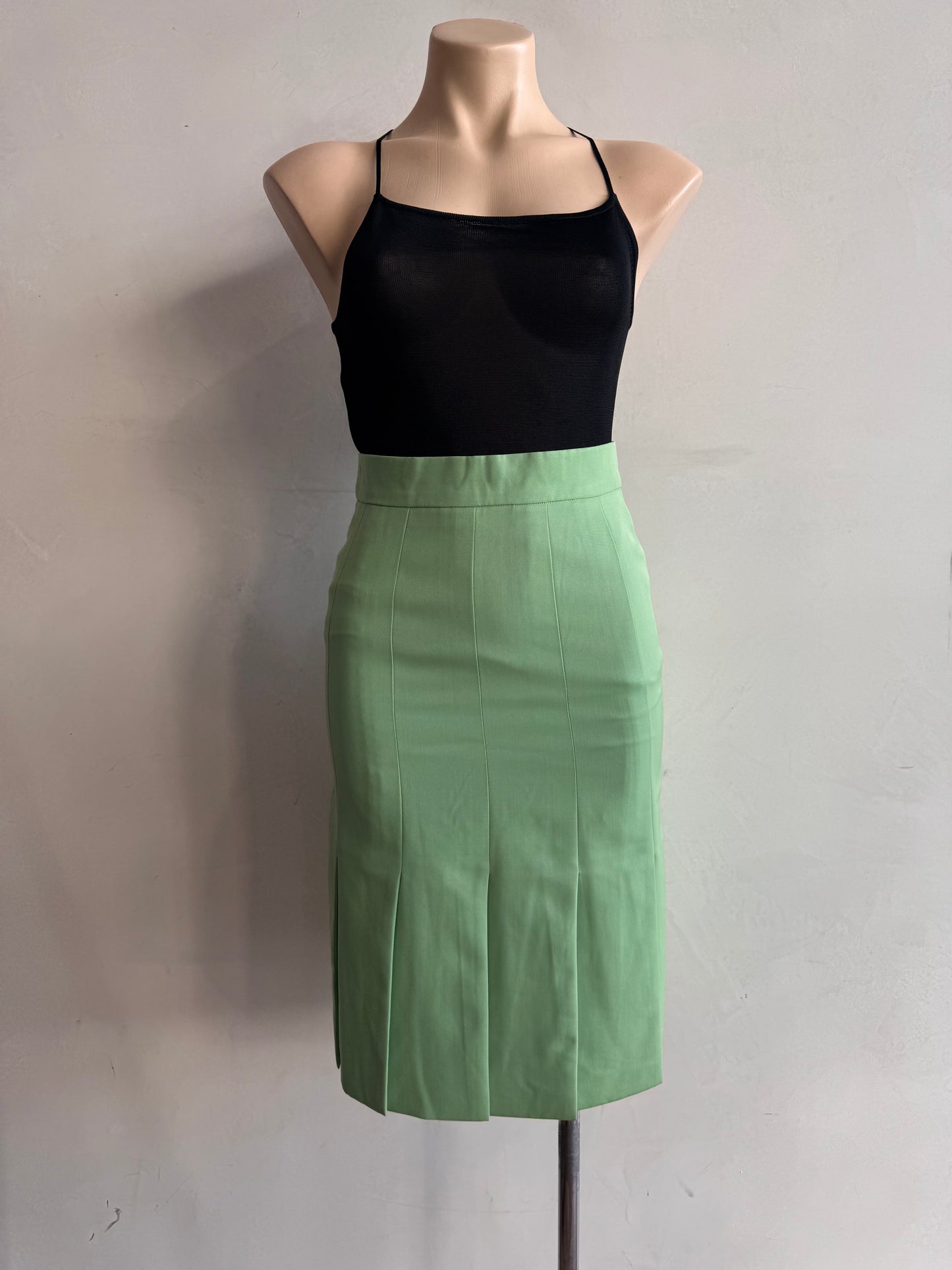 Vintage Apple Green Pleated Skirt - size XS