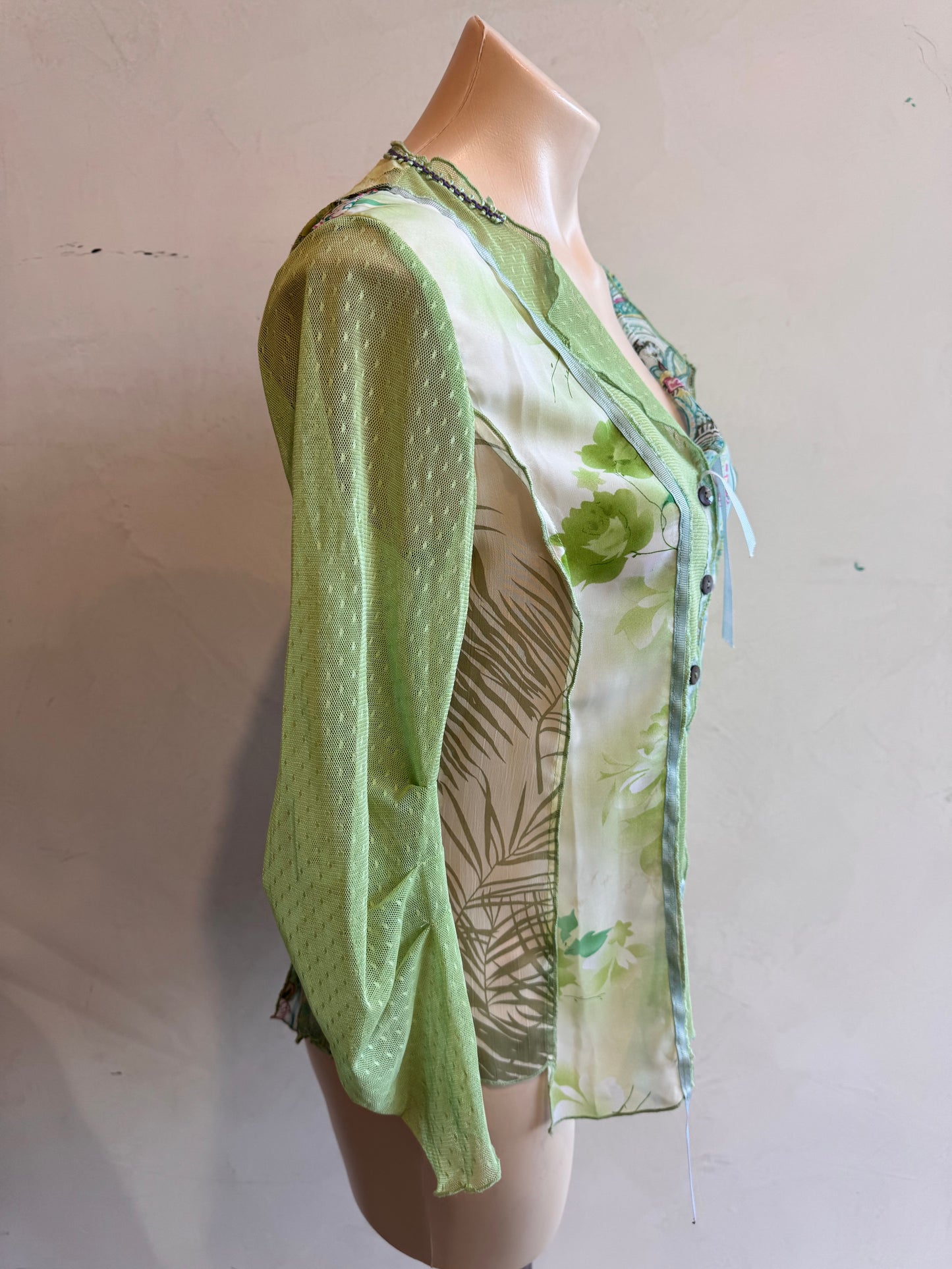 Threadz Green Mesh Top - size S