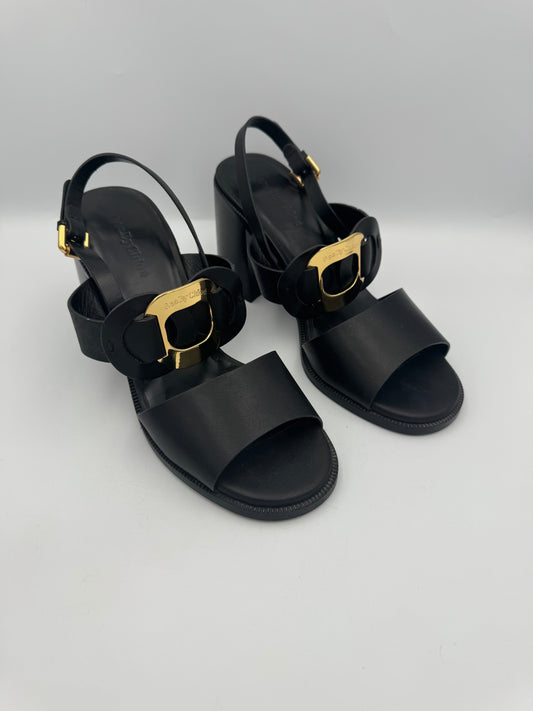 See By Chloe Chunky Black/Gold Heel Size 40