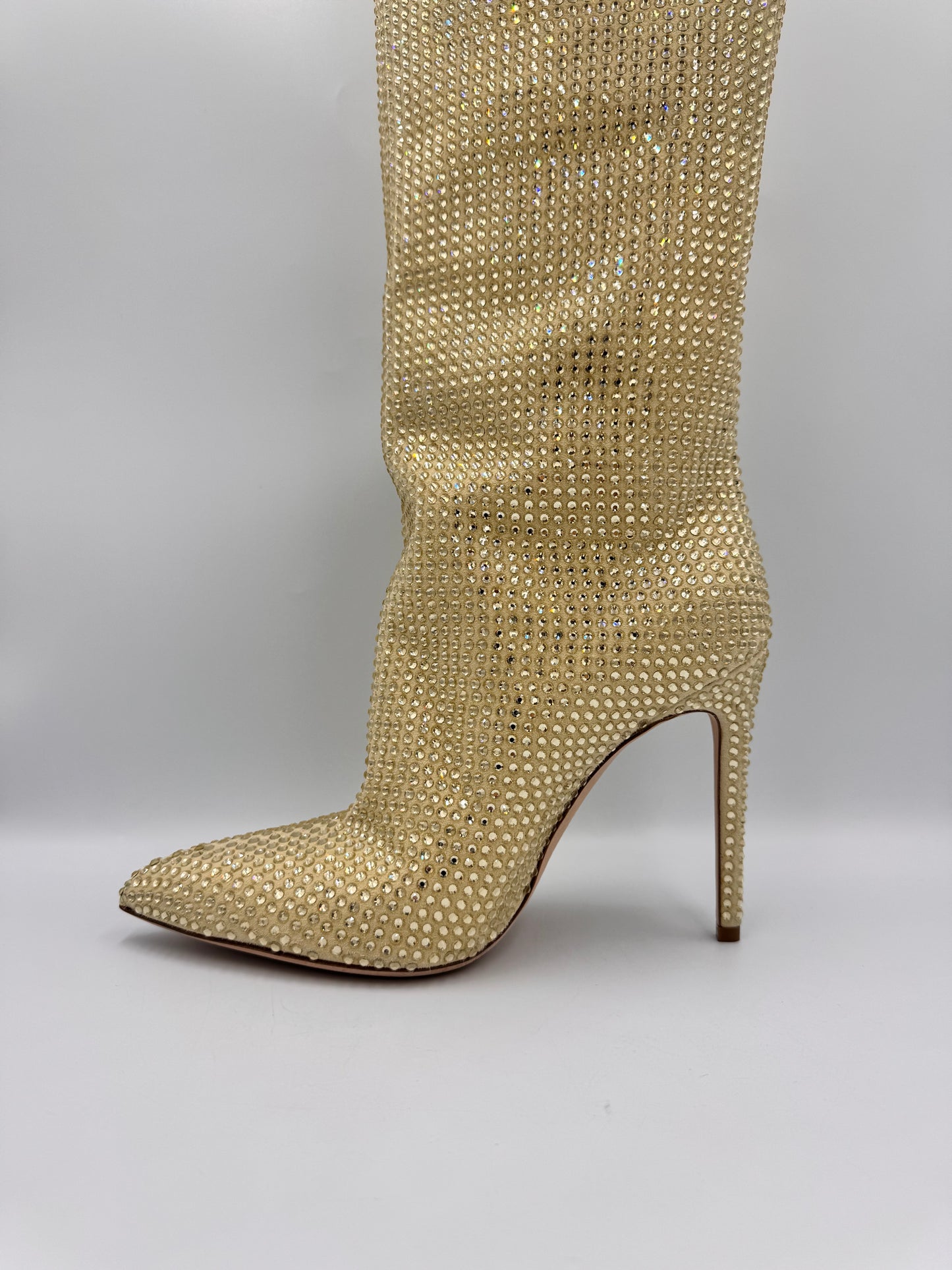 PARIS TEXAS Gold Rhinestone Boots Size 38.5