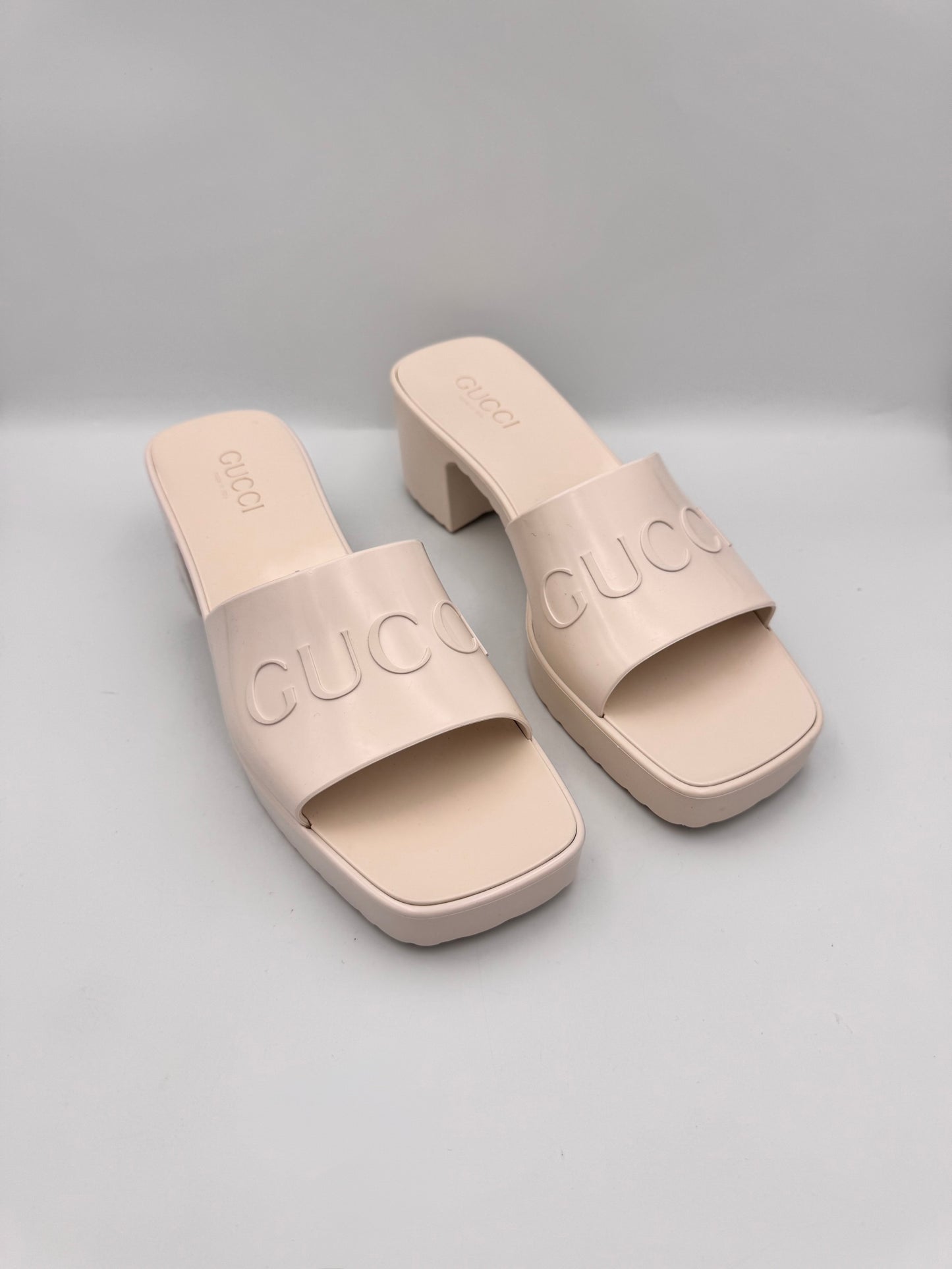 GUCCI Rubber Platform Sandals Size 39