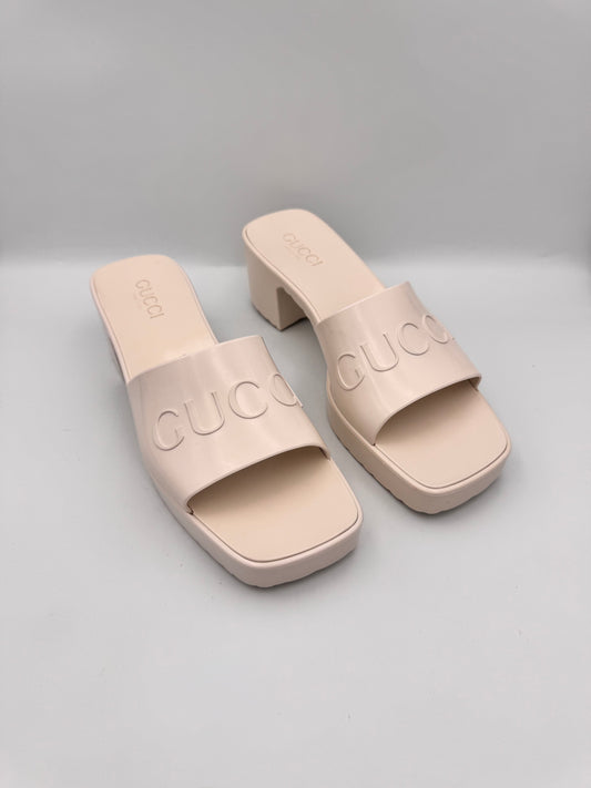 GUCCI Rubber Platform Sandals Size 39