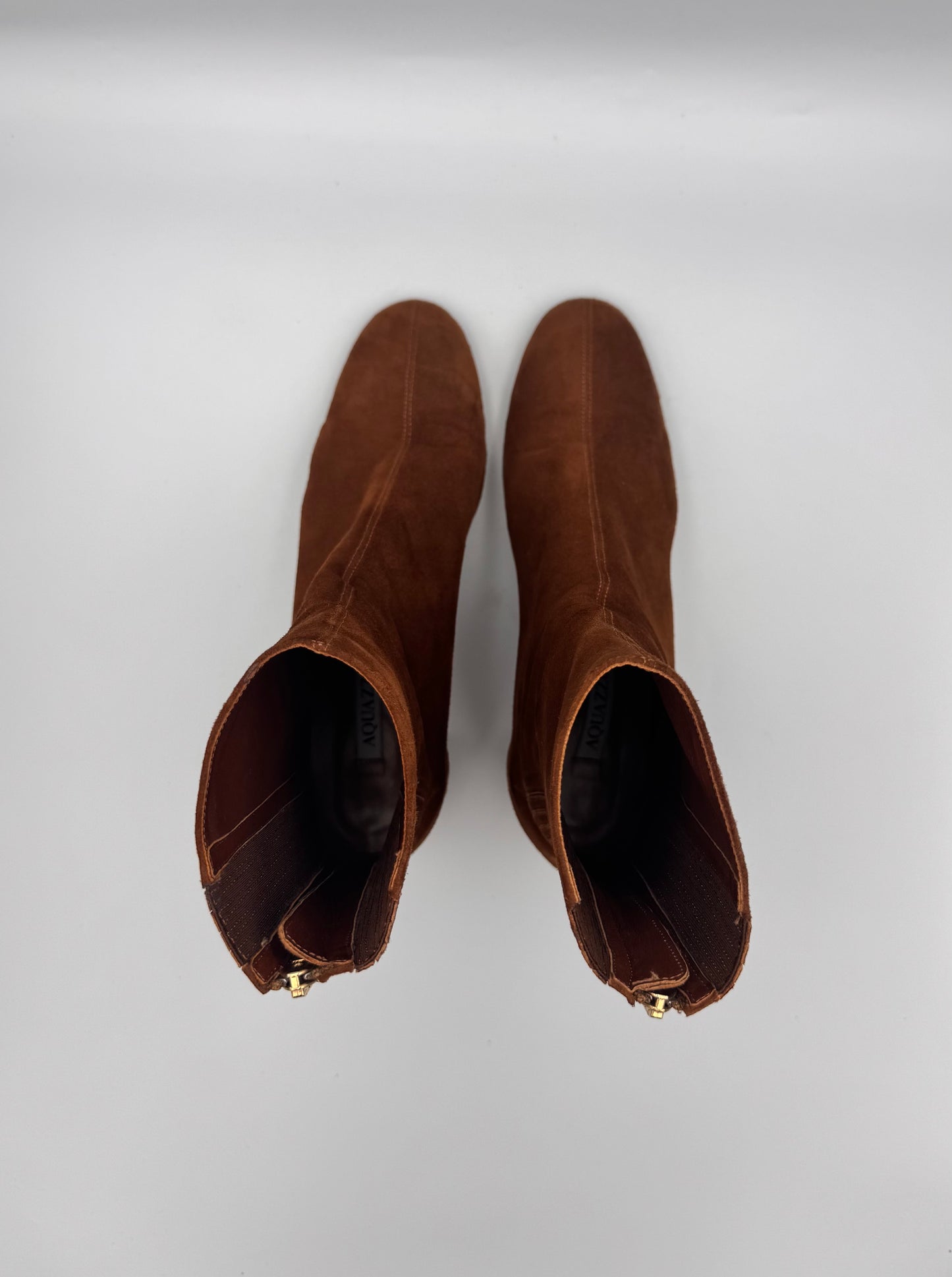 AQUAZZURA Saint Honoré Brown Suede Boots Size 38