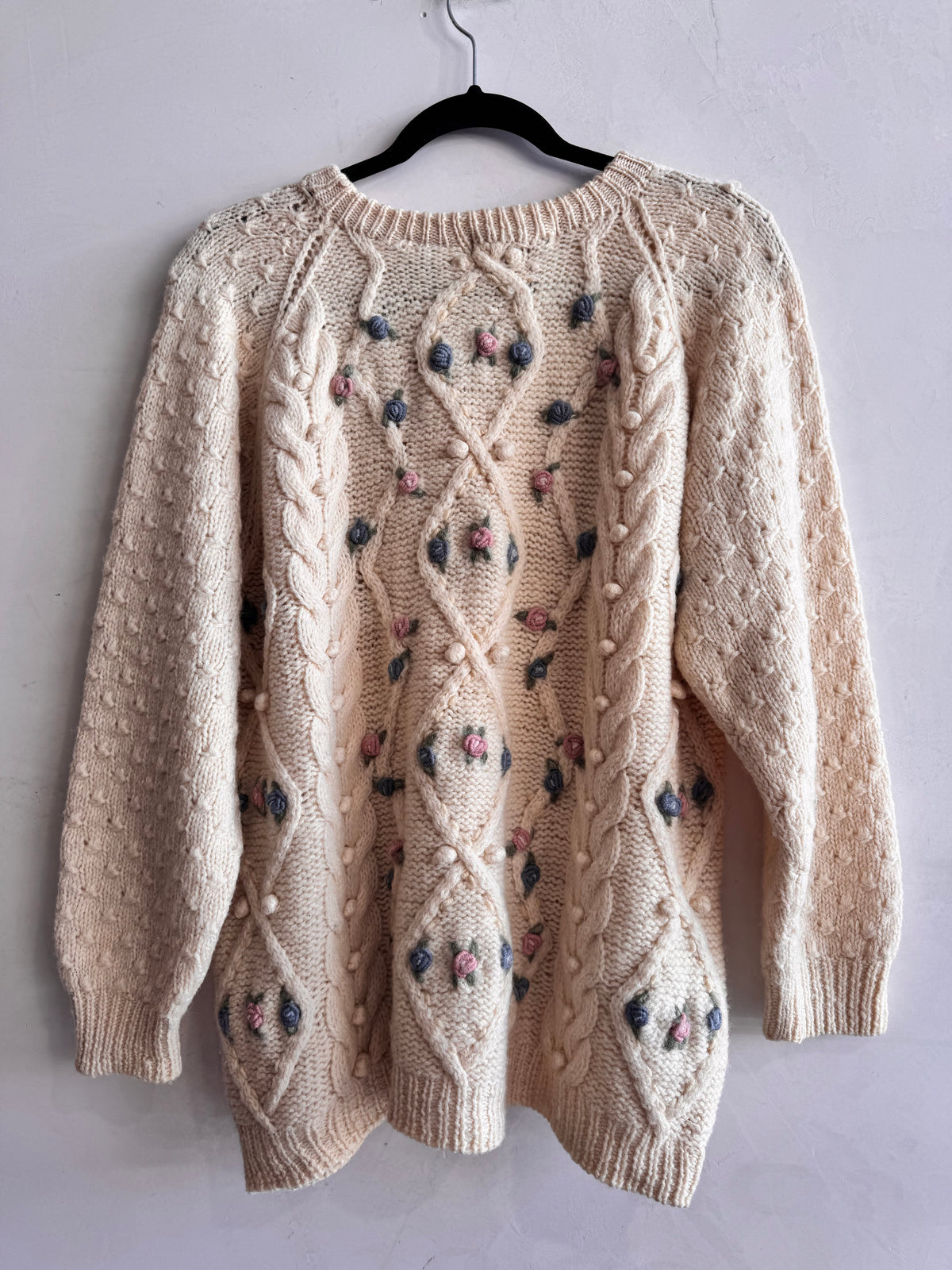 Vintage Jump cream wool chunky cable jumper - size L