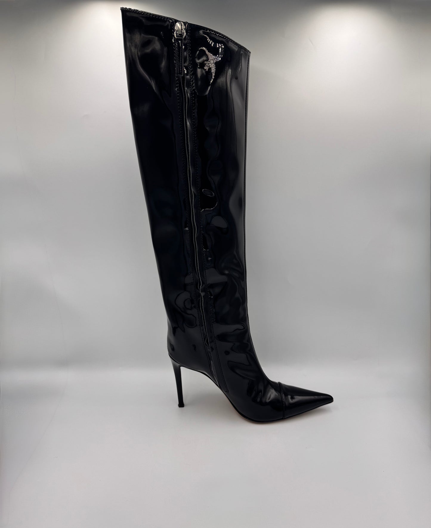 ALEXANDRE VAULTHIER Black Patent Knee-High Boots size 38.5