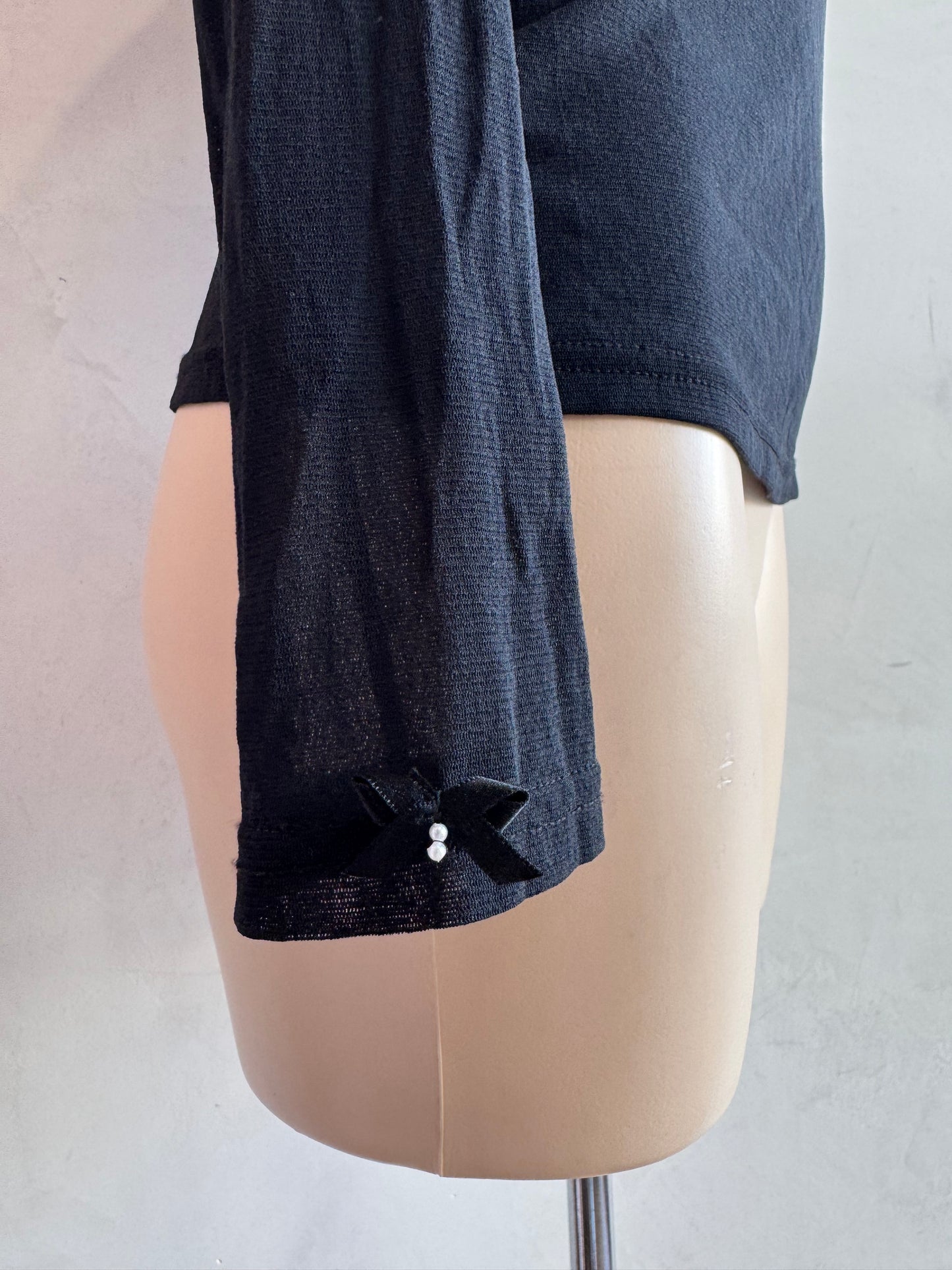 PingPong Black Mesh Top with Bows - size 12