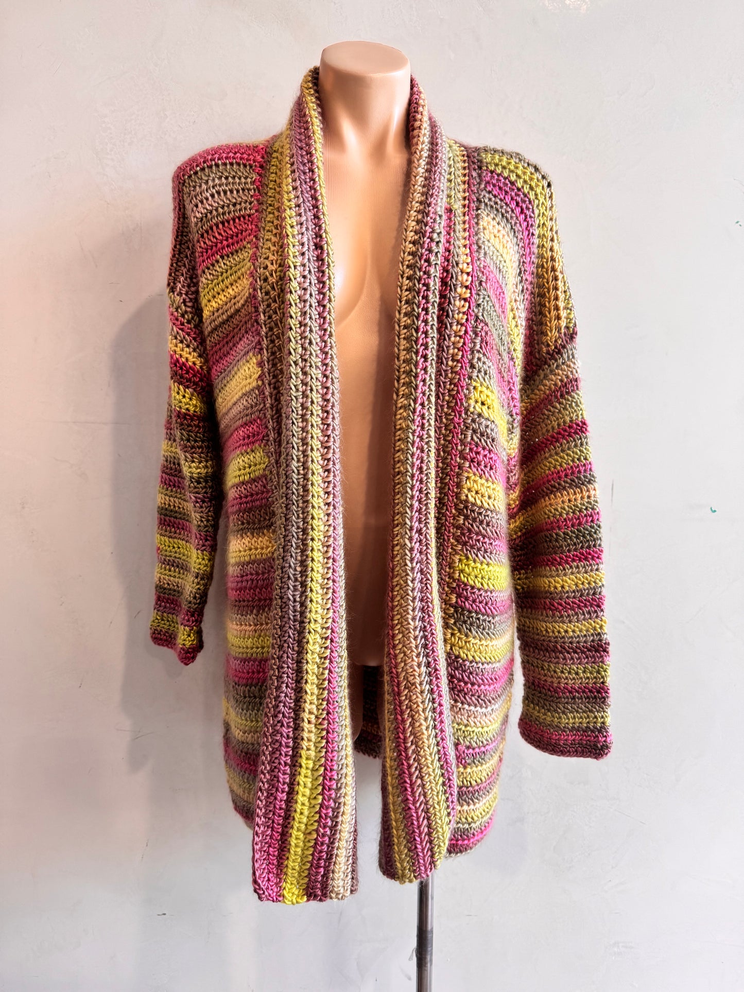 Colourful Handknit Cardigan - size M/L