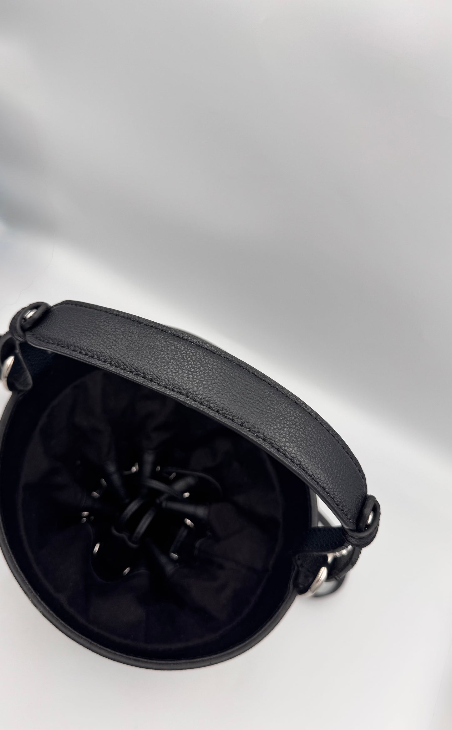 KARL LAGERFELD Black Leather Bucket Bag