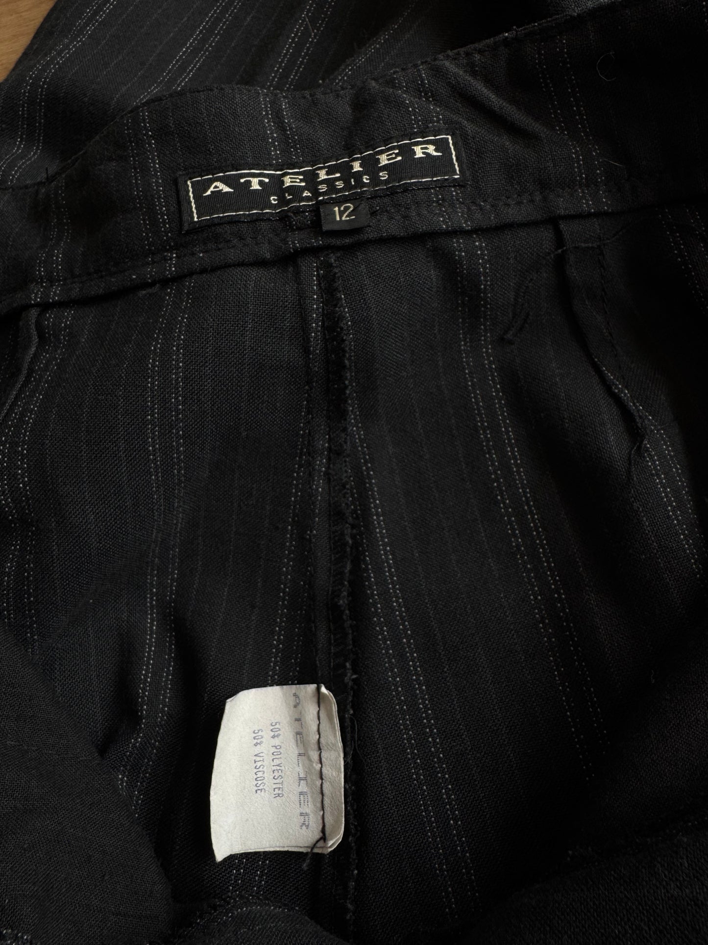 Vintage Atelier Grey Pinstriped Pants - size 12