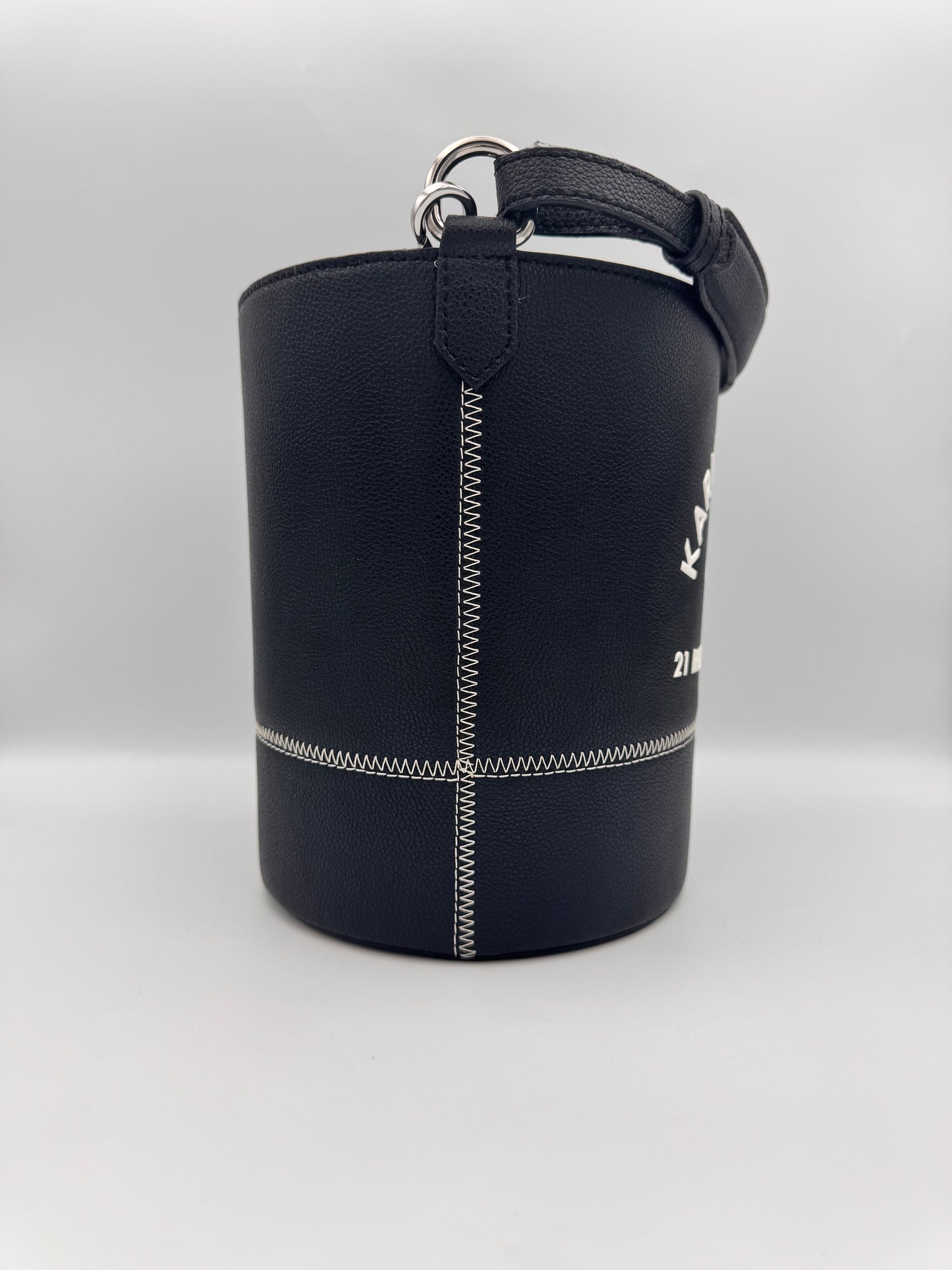 KARL LAGERFELD Black Leather Bucket Bag