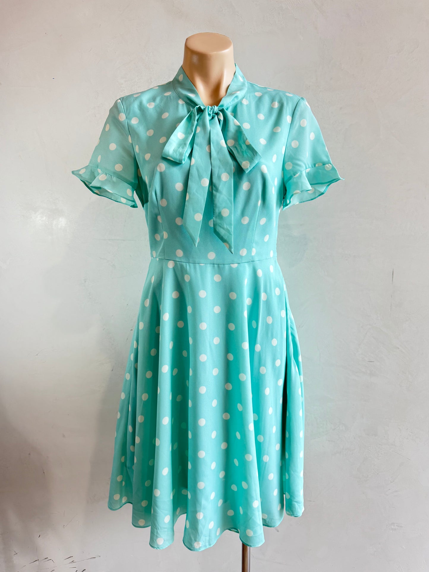 Alannah Hill blue polka dot dress - size 10