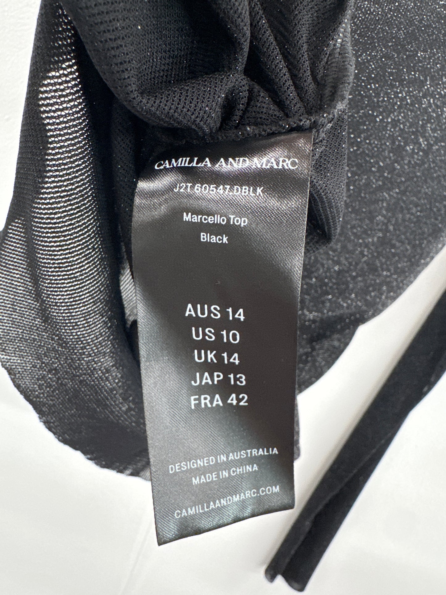 C&M Black Mesh Top - size 14