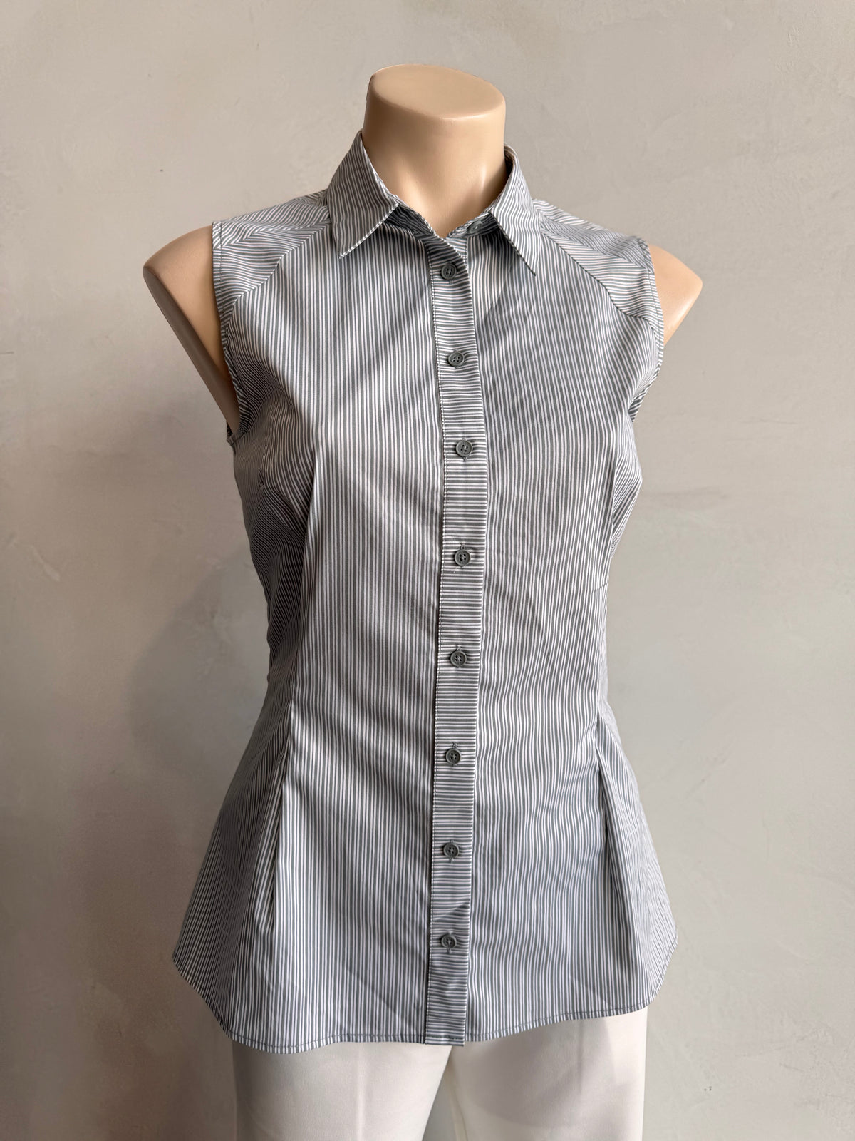 Cue Grey Stripe sleeveless Top - size 10
