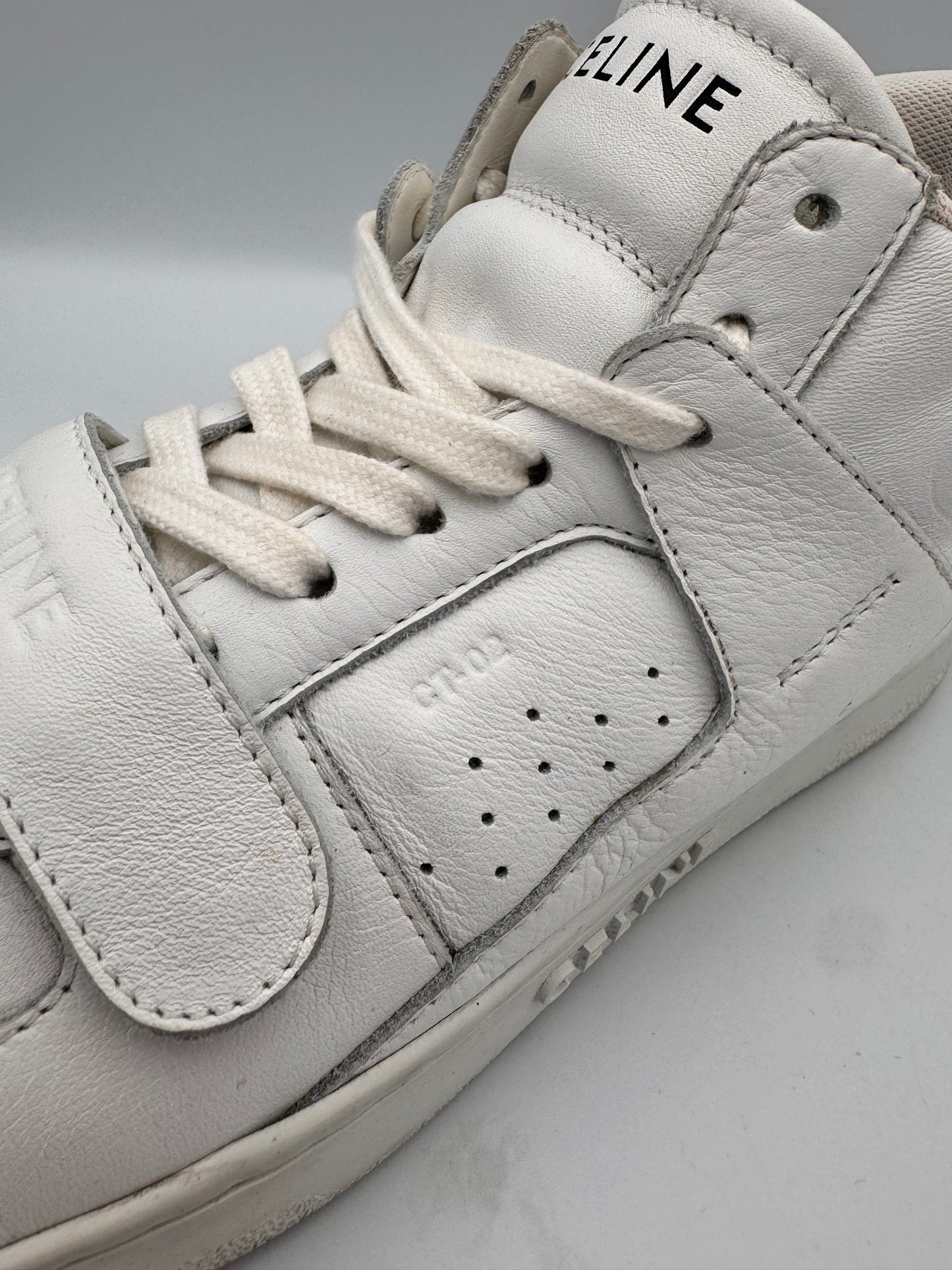 Celine White Mid Sneakers CT-02 Trainer Size 39