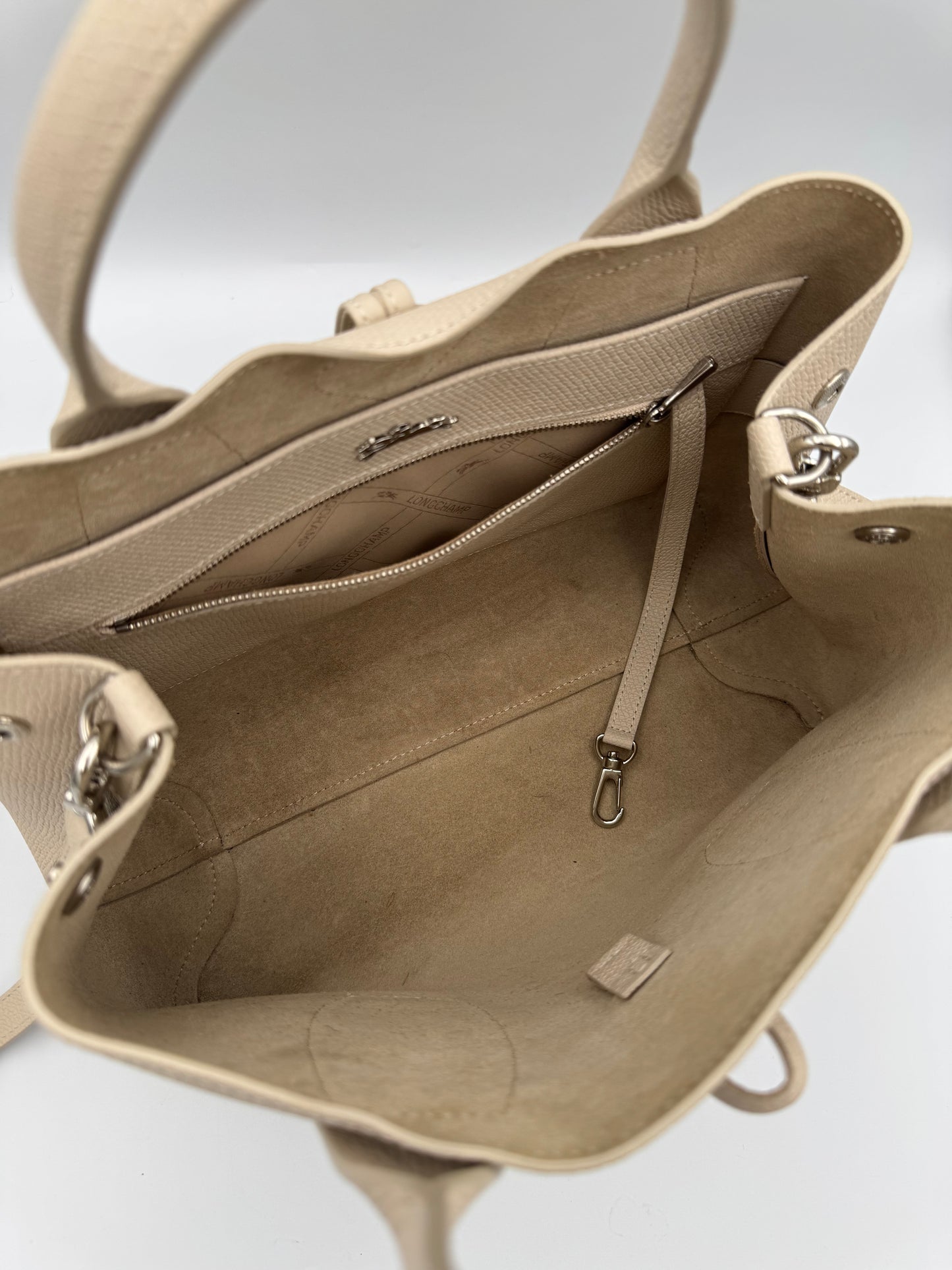 Longchamp Le Roseau Medium in Cream Handbag