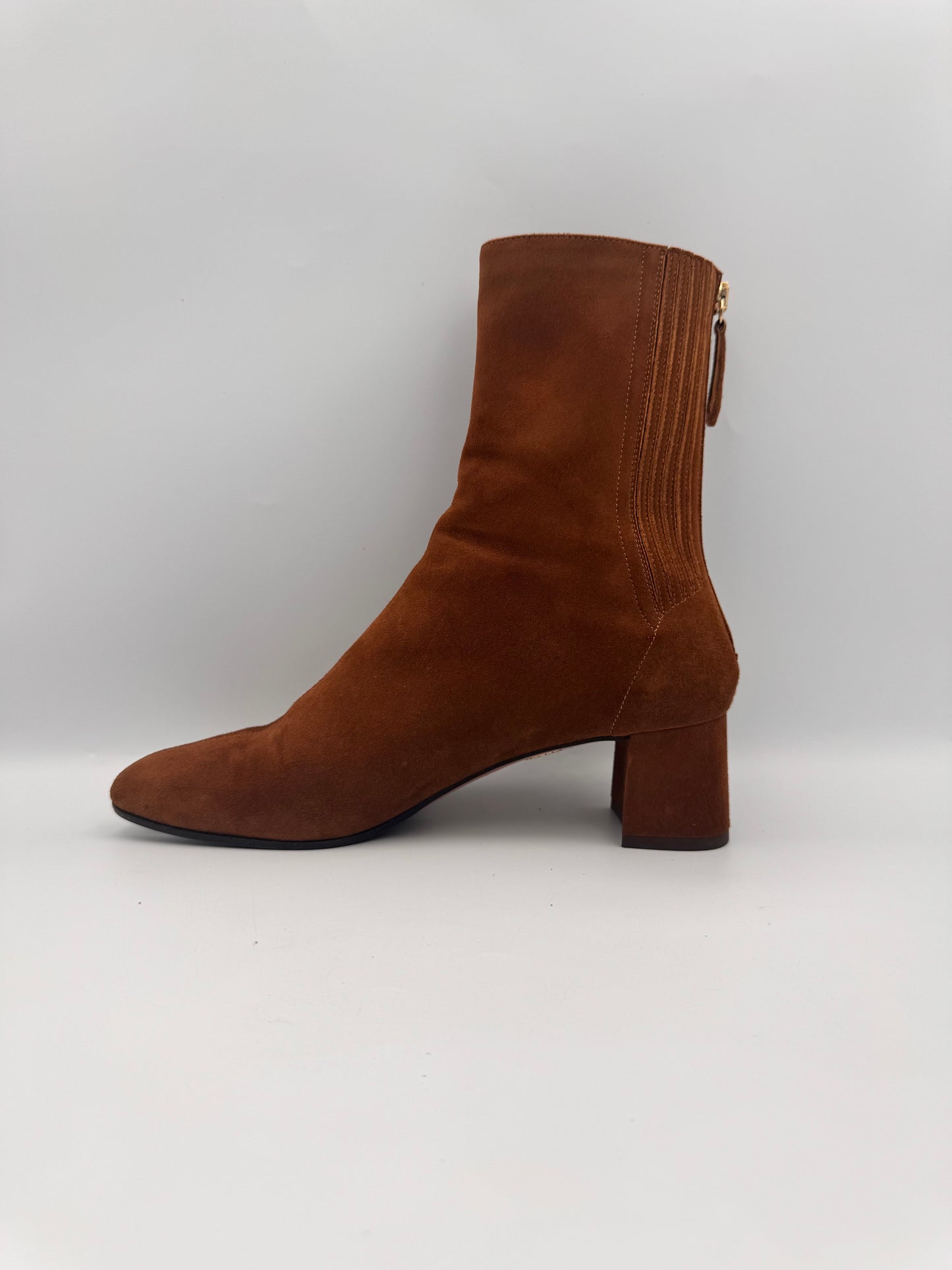 AQUAZZURA Saint Honoré Brown Suede Boots Size 38