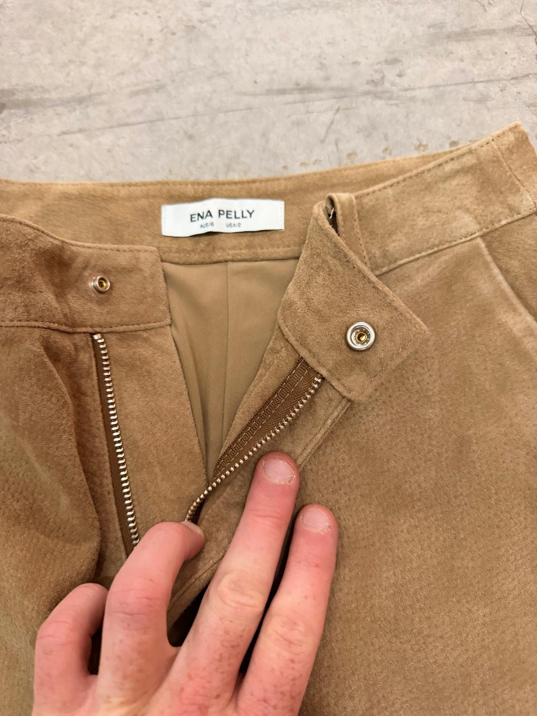 Brown Ena Pelly Tan Suede Shorts - size 6 Size