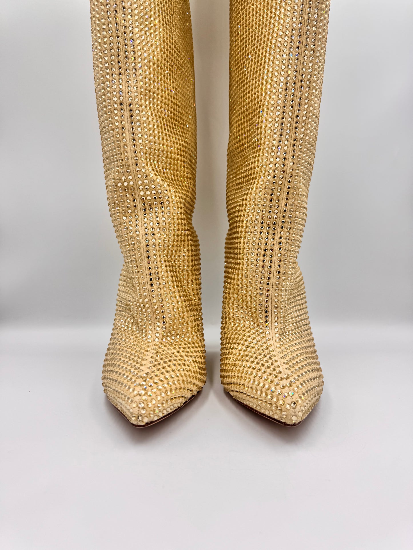 PARIS TEXAS Gold Rhinestone Boots Size 38.5