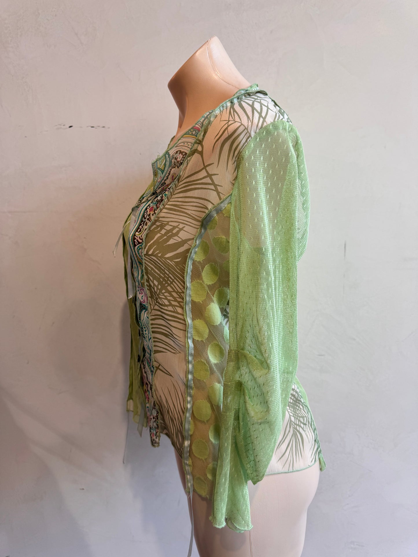 Threadz Green Mesh Top - size S