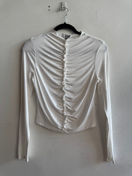 Miss Selfridge white LongSleeve gathered top - size 14