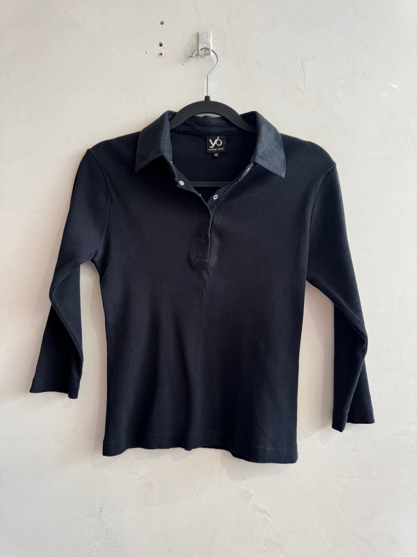 Yvonne Black polo top - size 10
