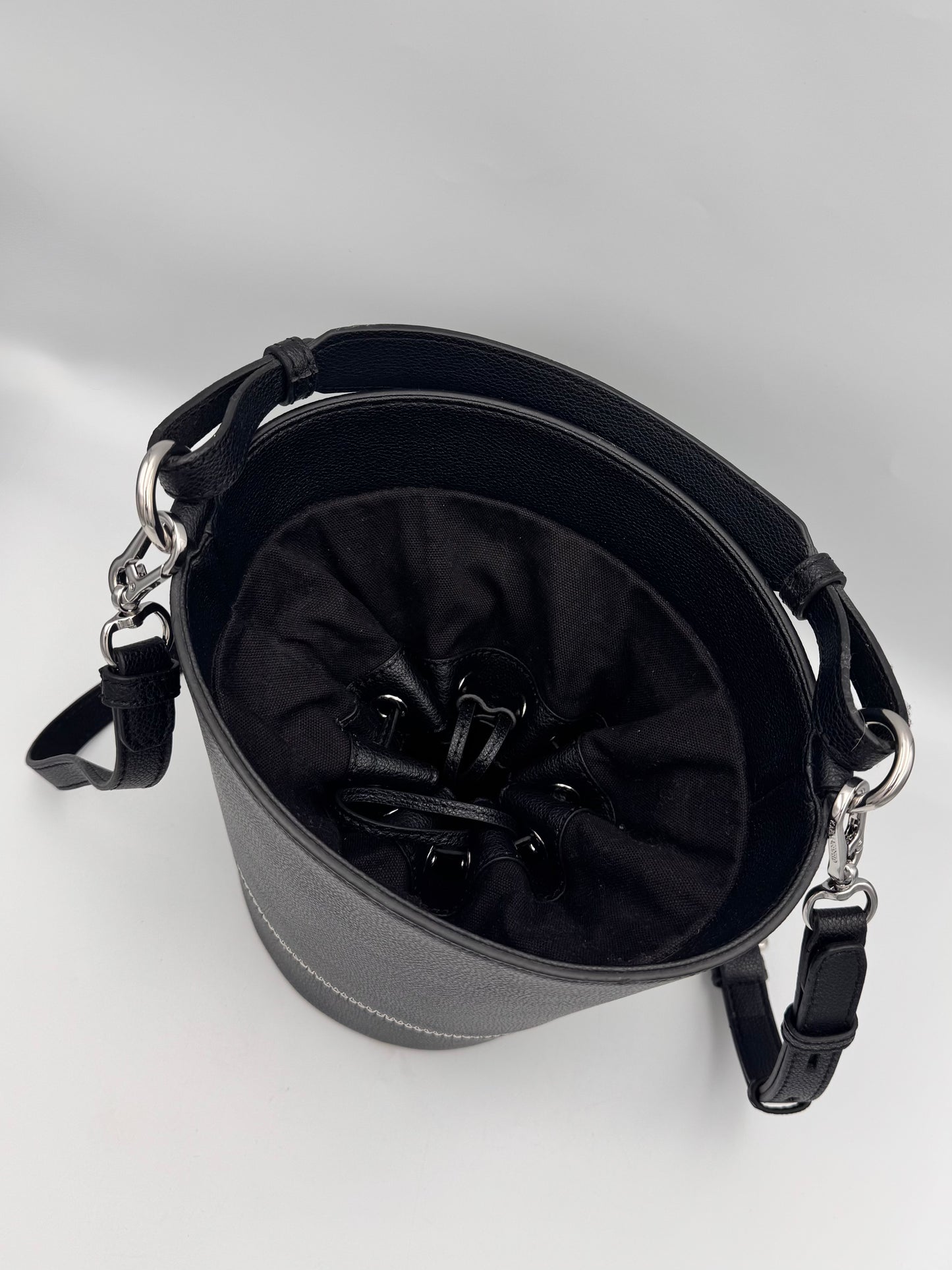 KARL LAGERFELD Black Leather Bucket Bag