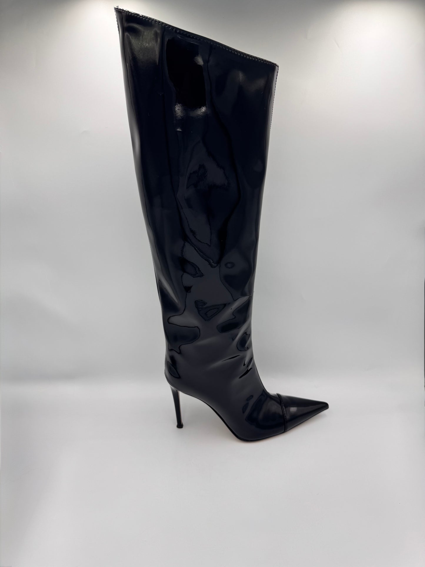 ALEXANDRE VAULTHIER Black Patent Knee-High Boots size 38.5