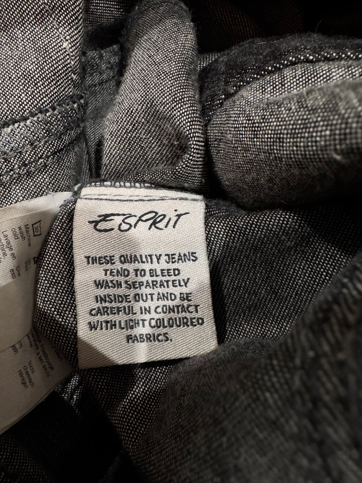 Vintage Esprit Black Denim Dress with Belt - size 8