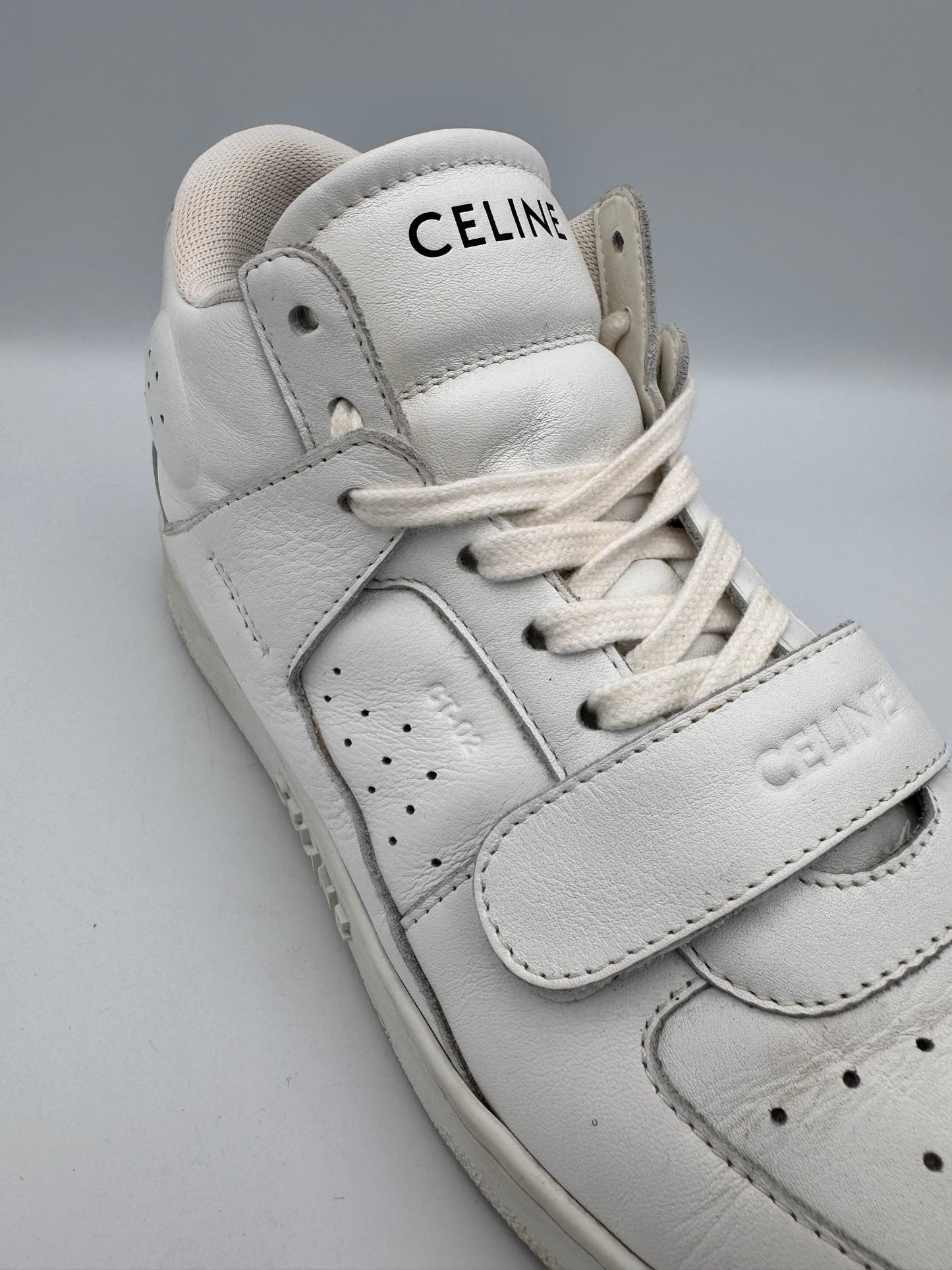 Celine White Mid Sneakers CT-02 Trainer Size 39
