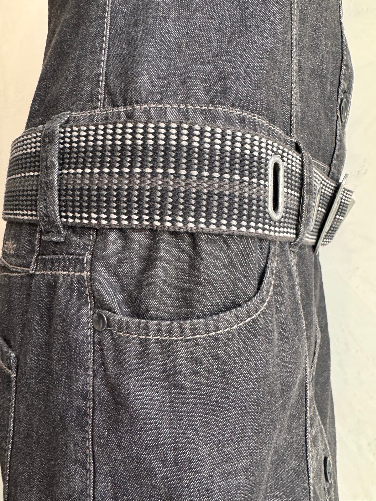 Vintage Esprit Black Denim Dress with Belt - size 8
