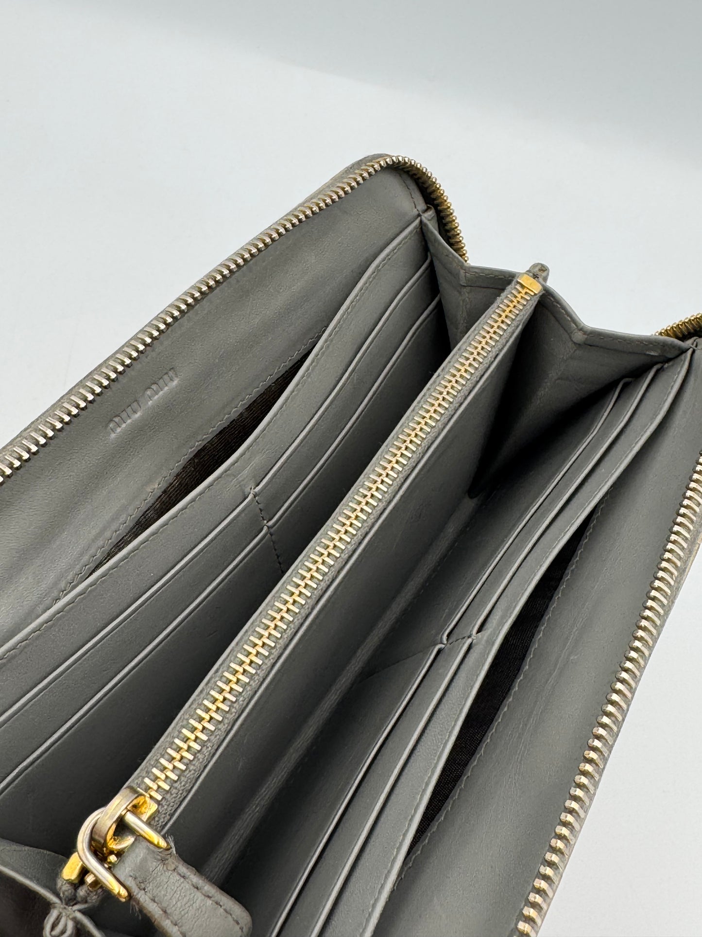 MIU MIU Taupe Zip Around Wallet