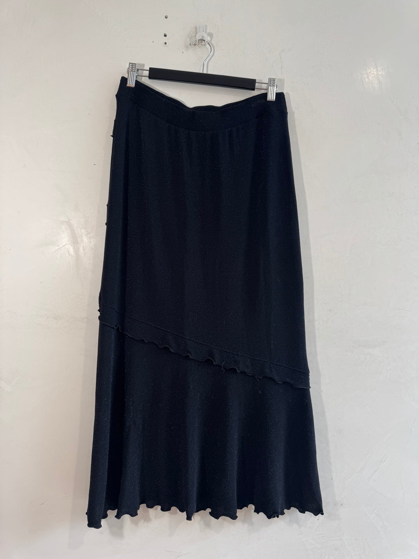Sparkle Black Long Ruffle Skirt - size M