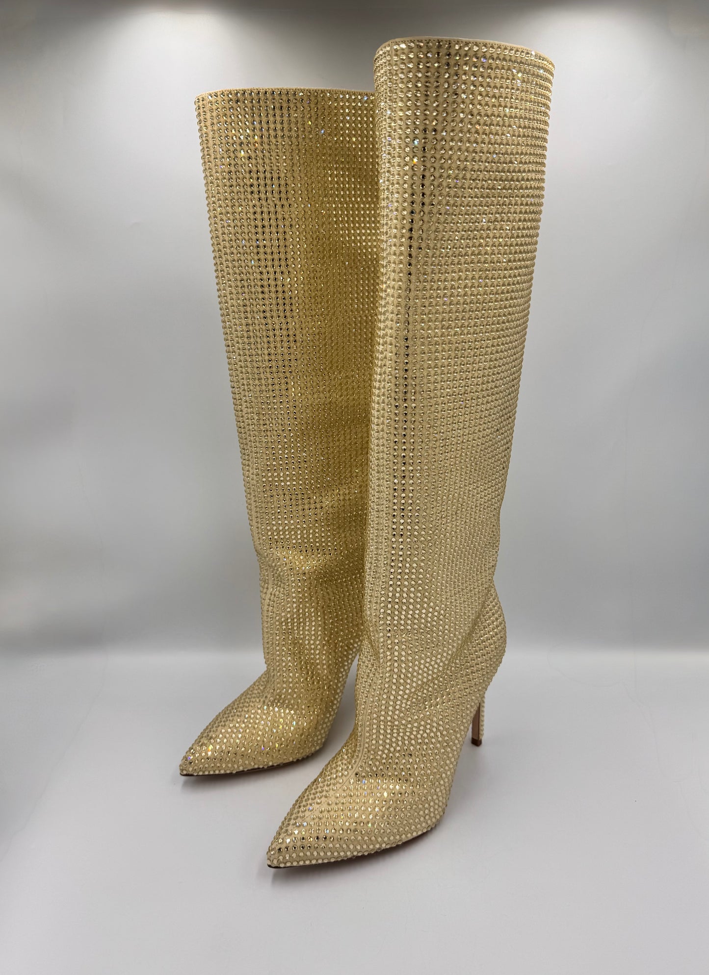 PARIS TEXAS Gold Rhinestone Boots Size 38.5