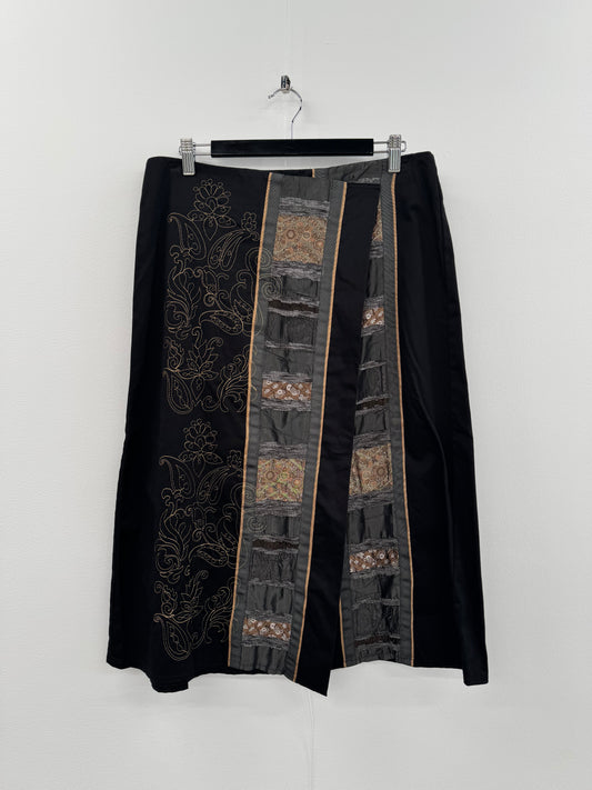 Red Head Black Embroidered skirt - Size 12