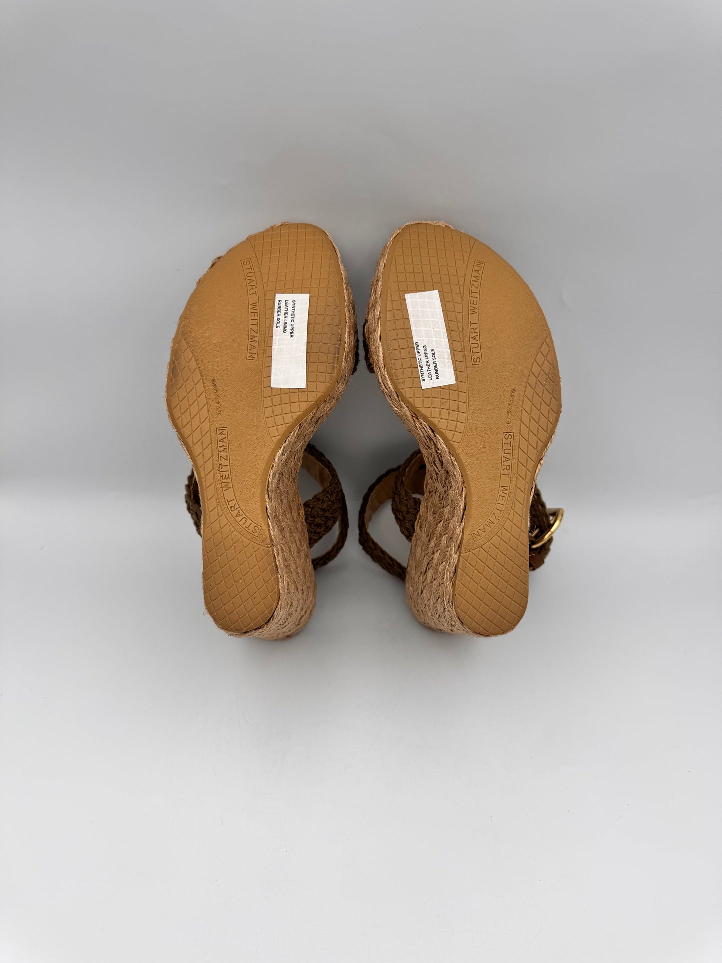 STUART WEITZMAN Woven Khaki Wedge Espadrilles Size 39