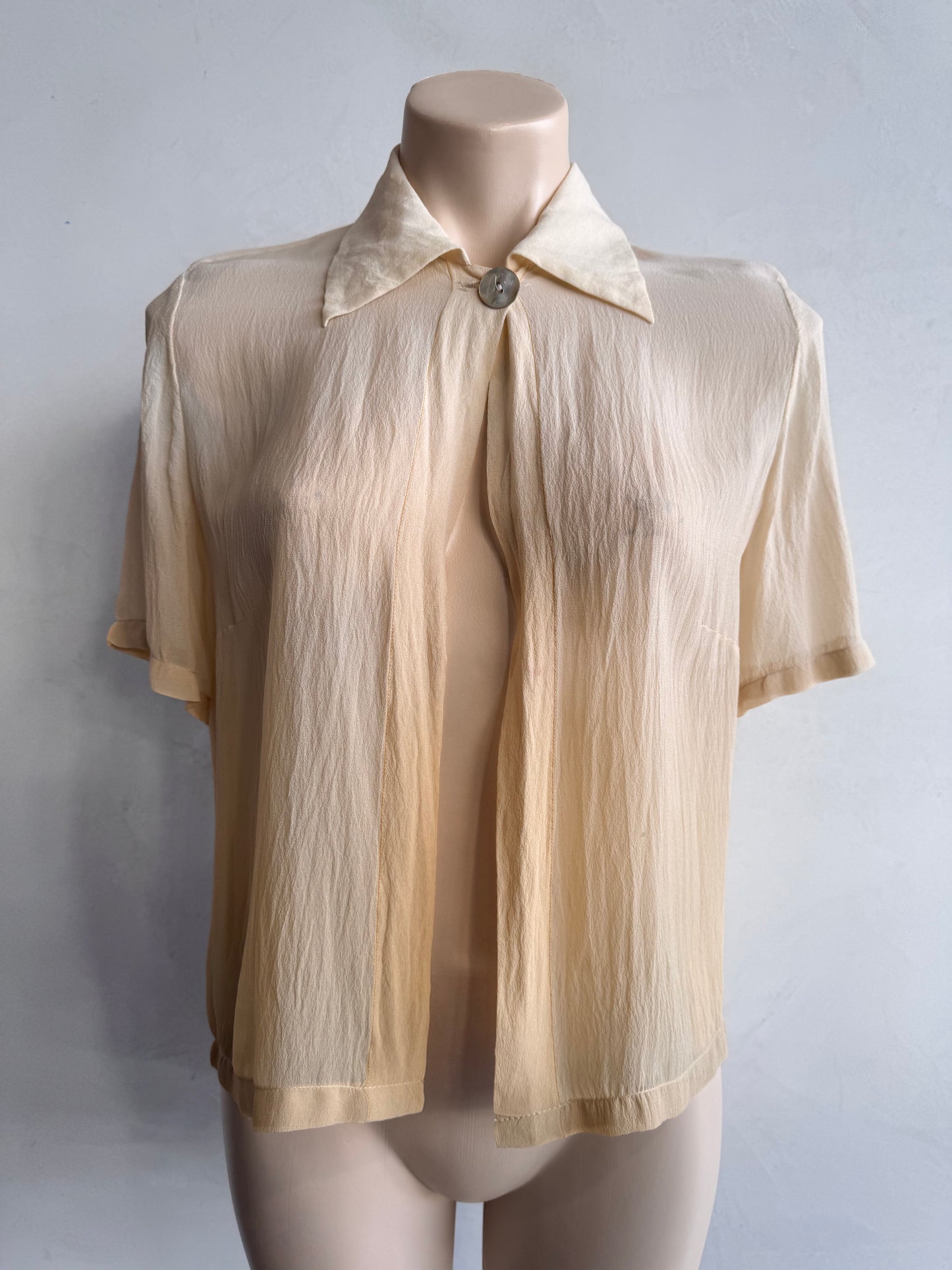 Beige Semi sheer Silk Top - size S/M